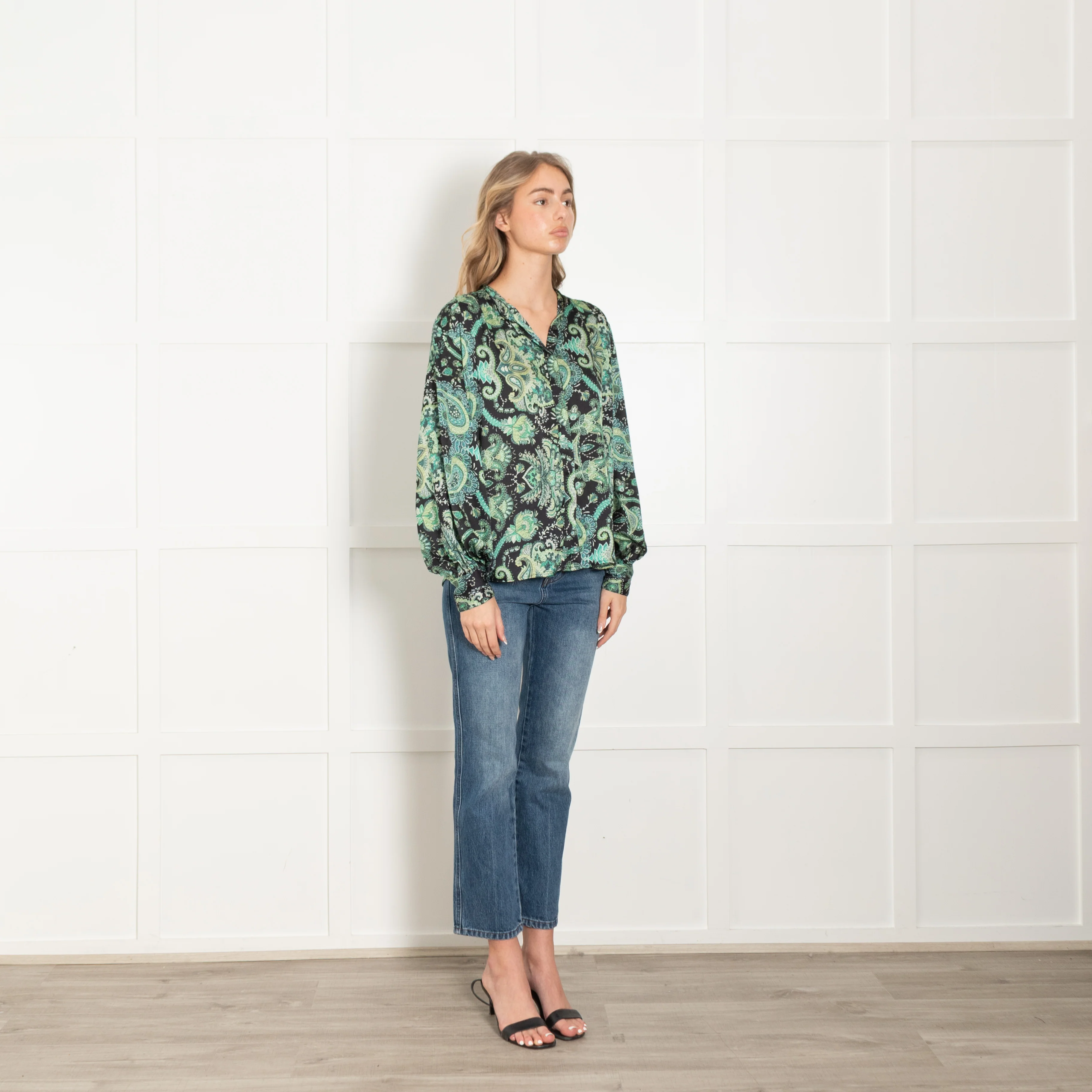 Karmamia Black Green Floral Paisley Blouse - Image 7