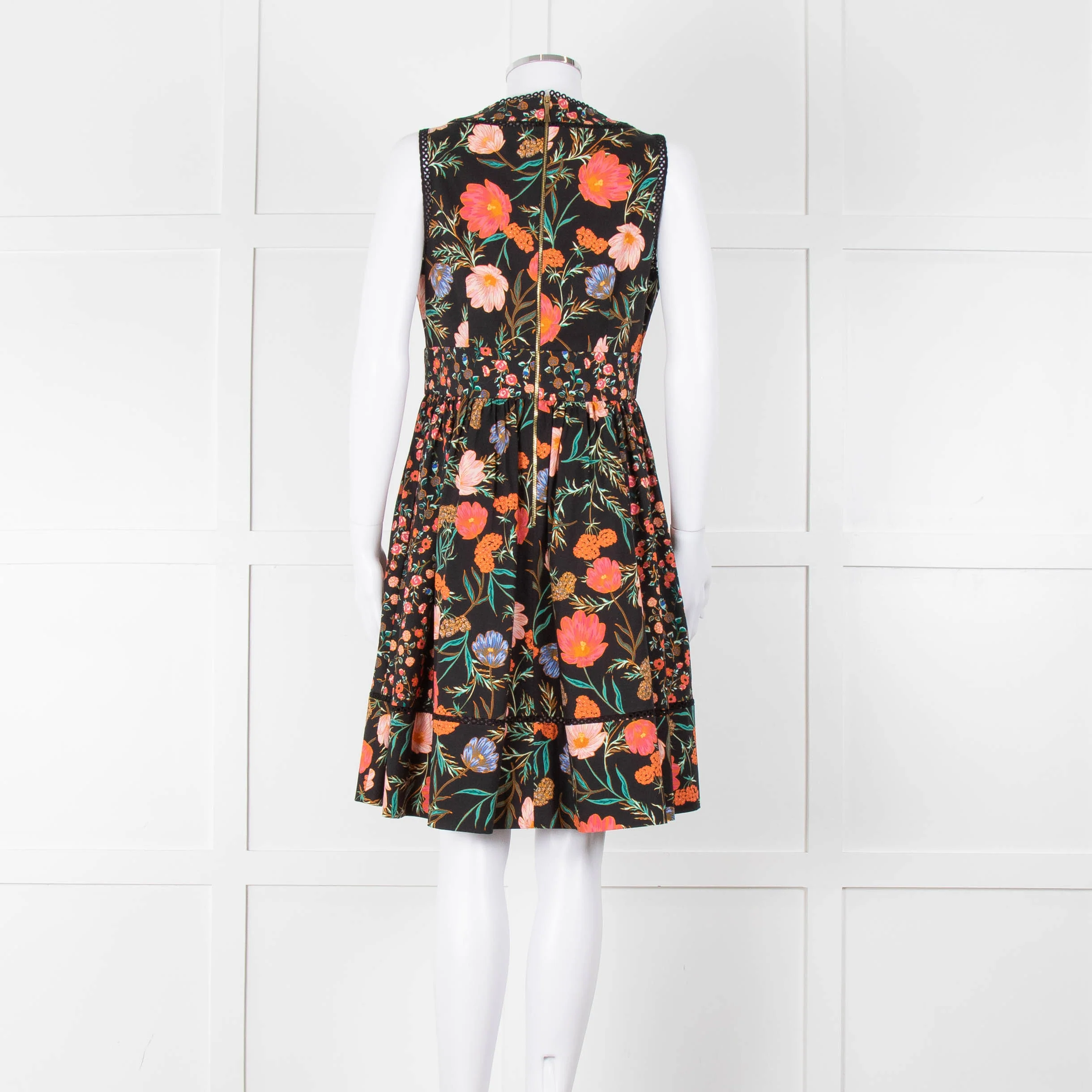 Kate Spade Black Coral Blue Green Floral Sleeveless Dress - Image 5