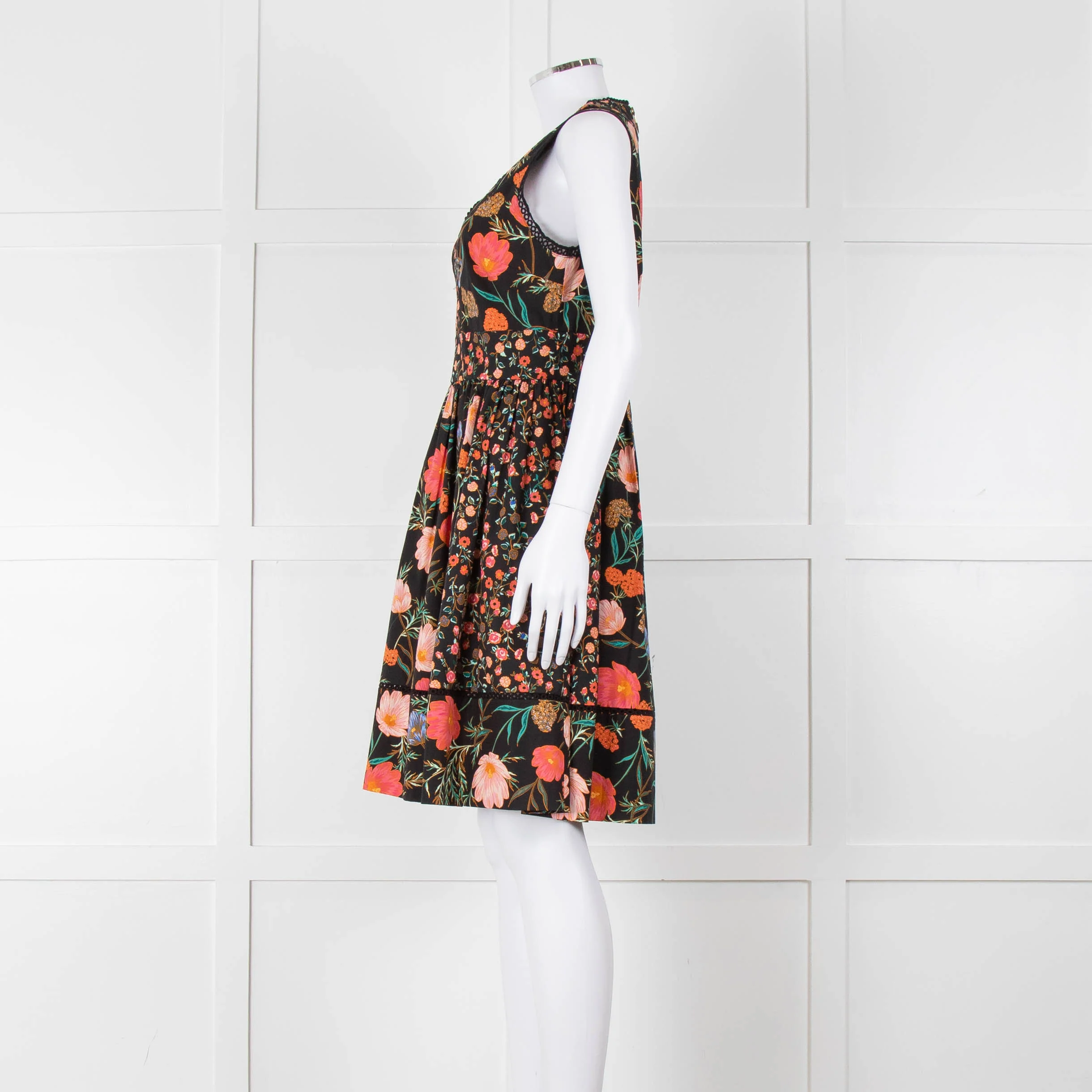 Kate Spade Black Coral Blue Green Floral Sleeveless Dress - Image 7