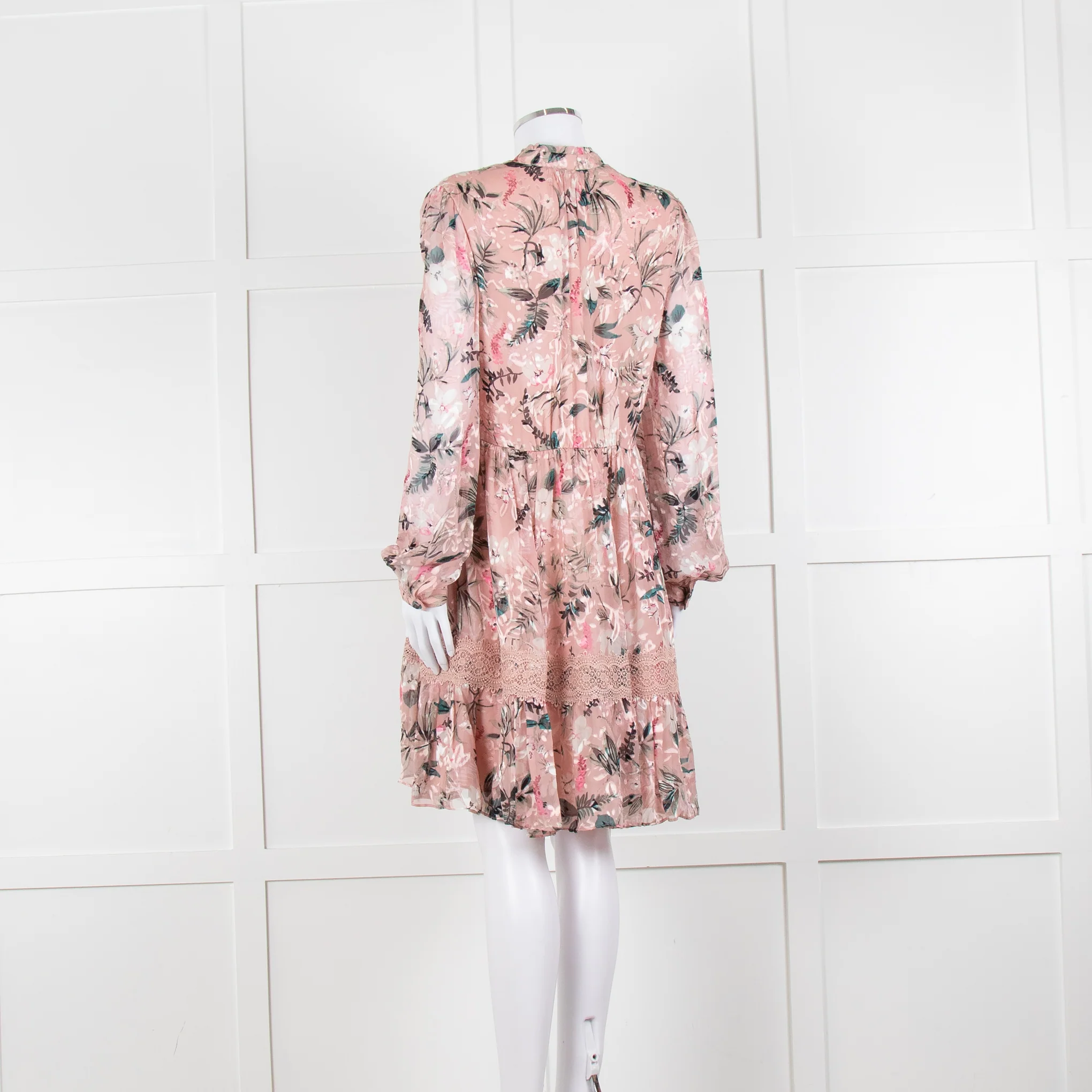 Kate Spade Blush Pink Green Devore Long Sleeve Short Dress - Image 4