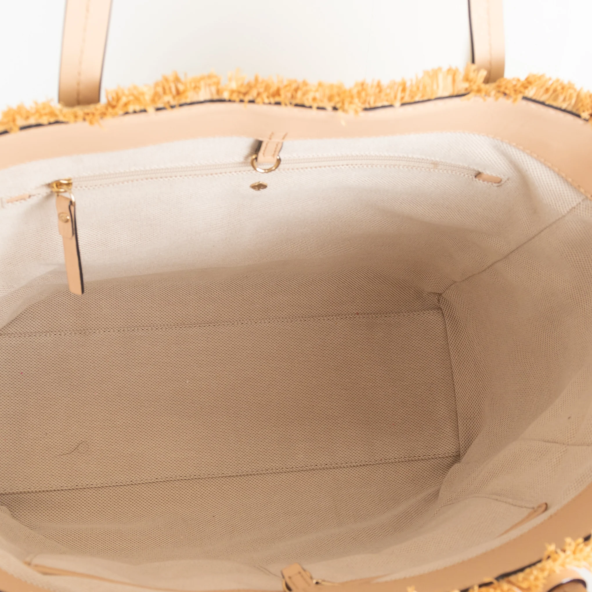 Kate Spade Sequin Raffia Bag with Coloured Pom Pom - Image 5