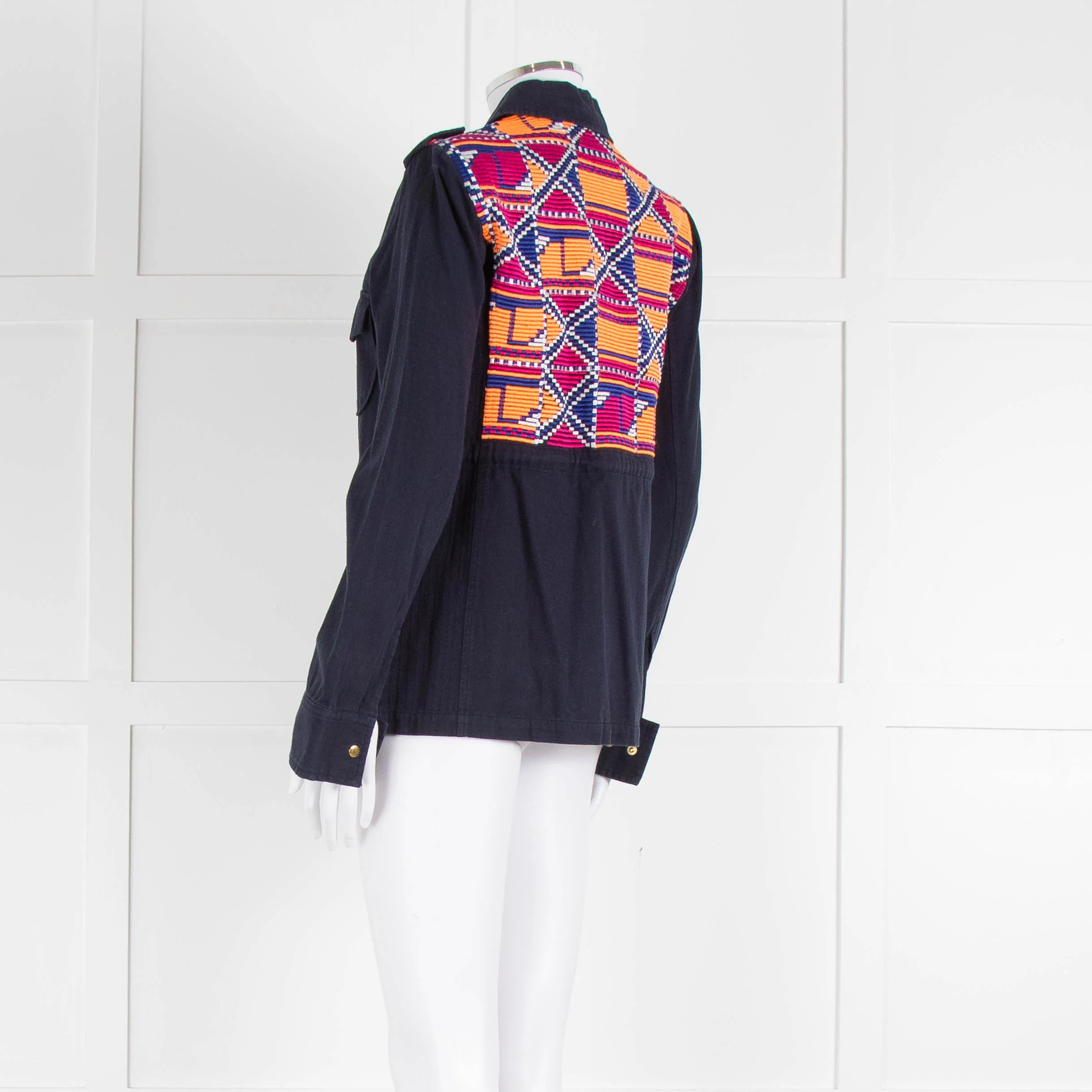 Katie & Jo Navy Blue Cotton Jacket With Orange Embroidered Back - Image 6