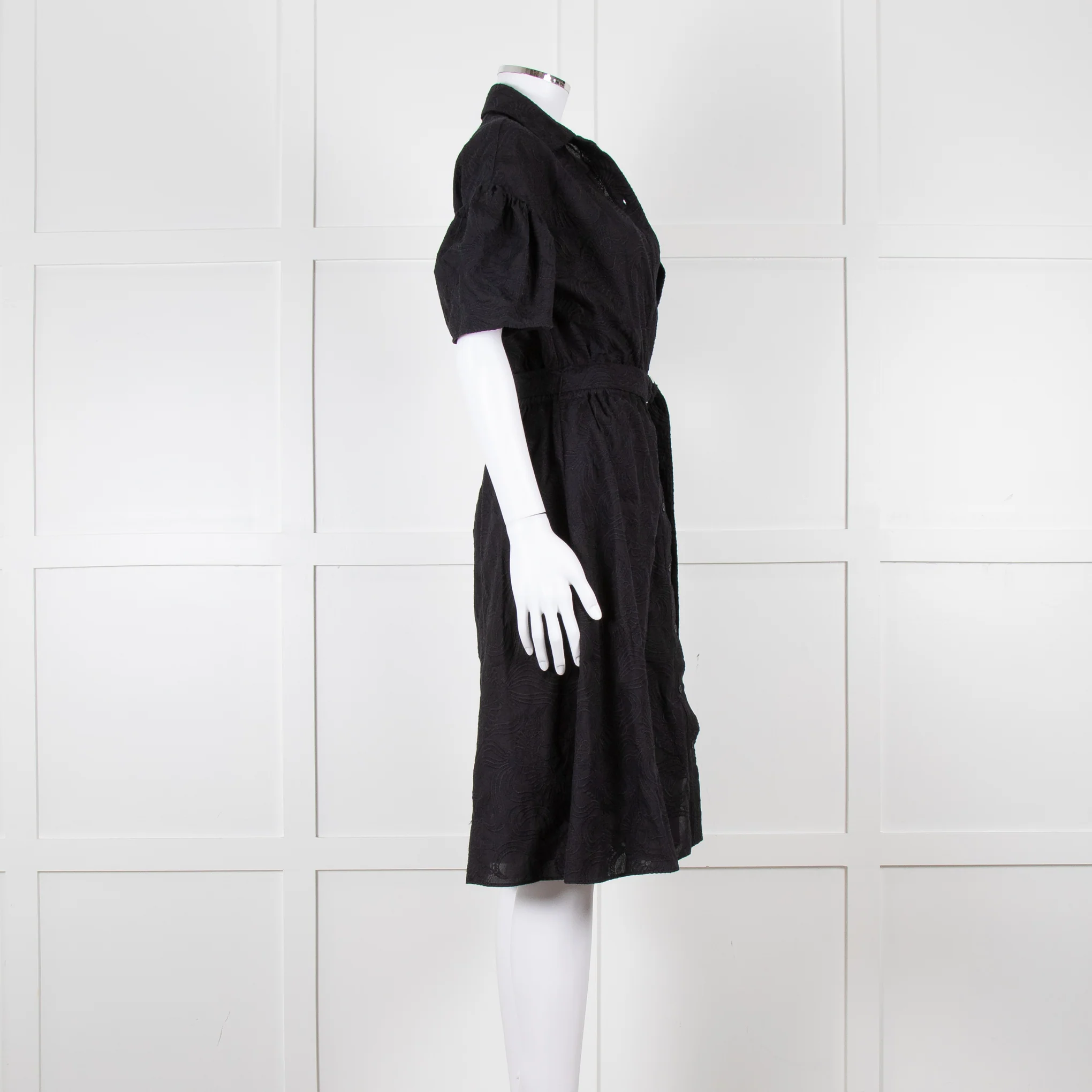 Kenzo Black Cotton Embroidered Short Sleeve Dress - Image 3