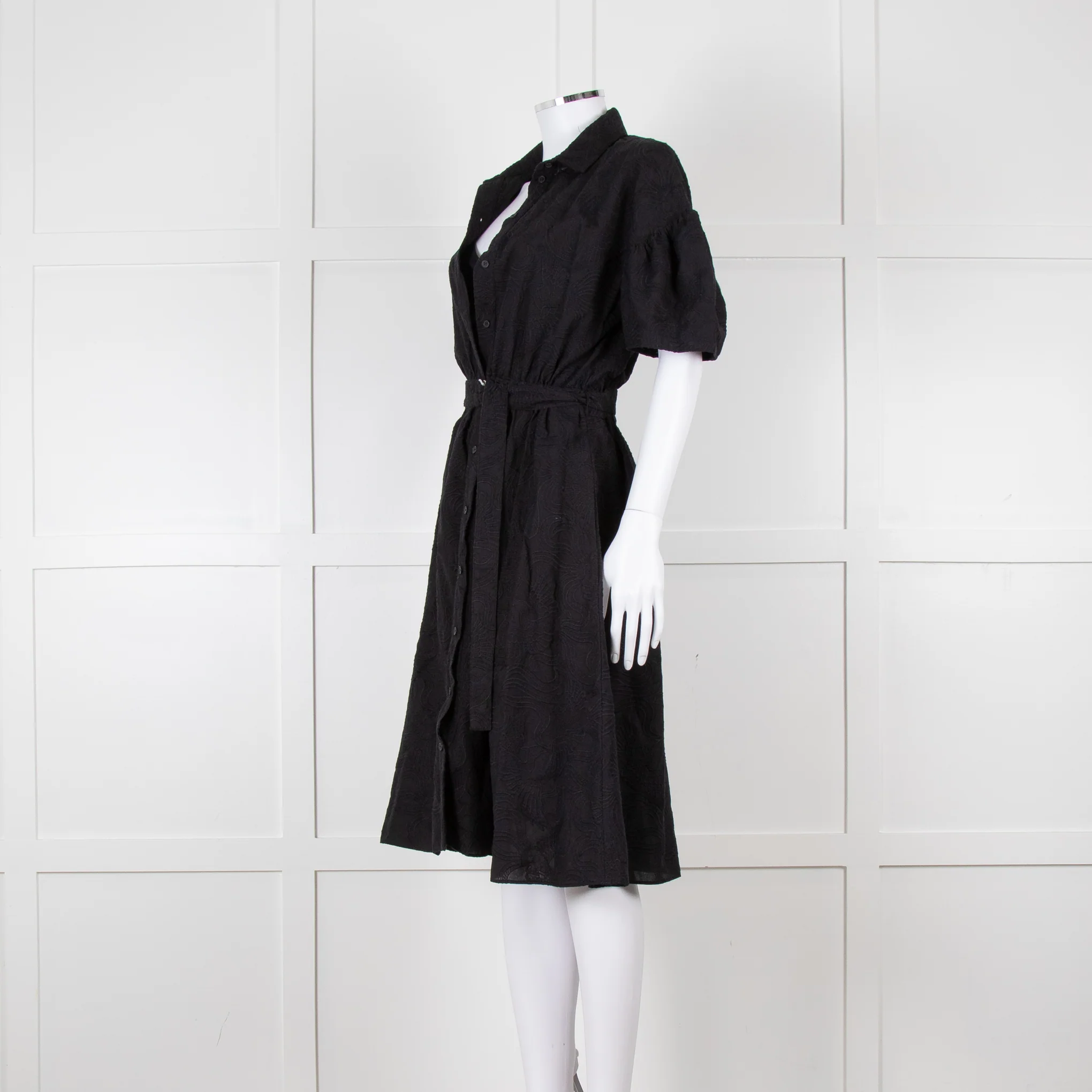 Kenzo Black Cotton Embroidered Short Sleeve Dress - Image 8