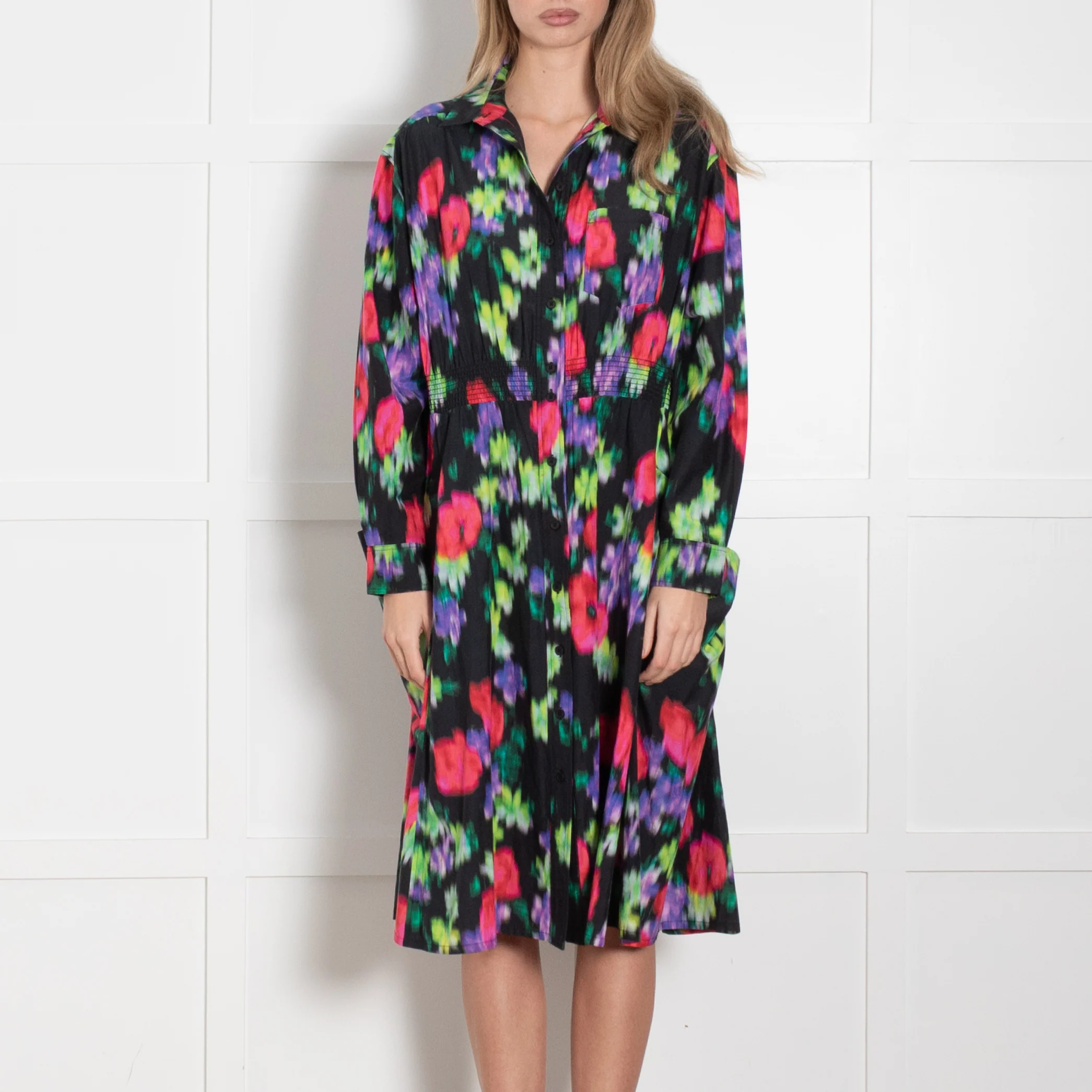 Kenzo Black Multicolour Print Shirt Dress - Image 2