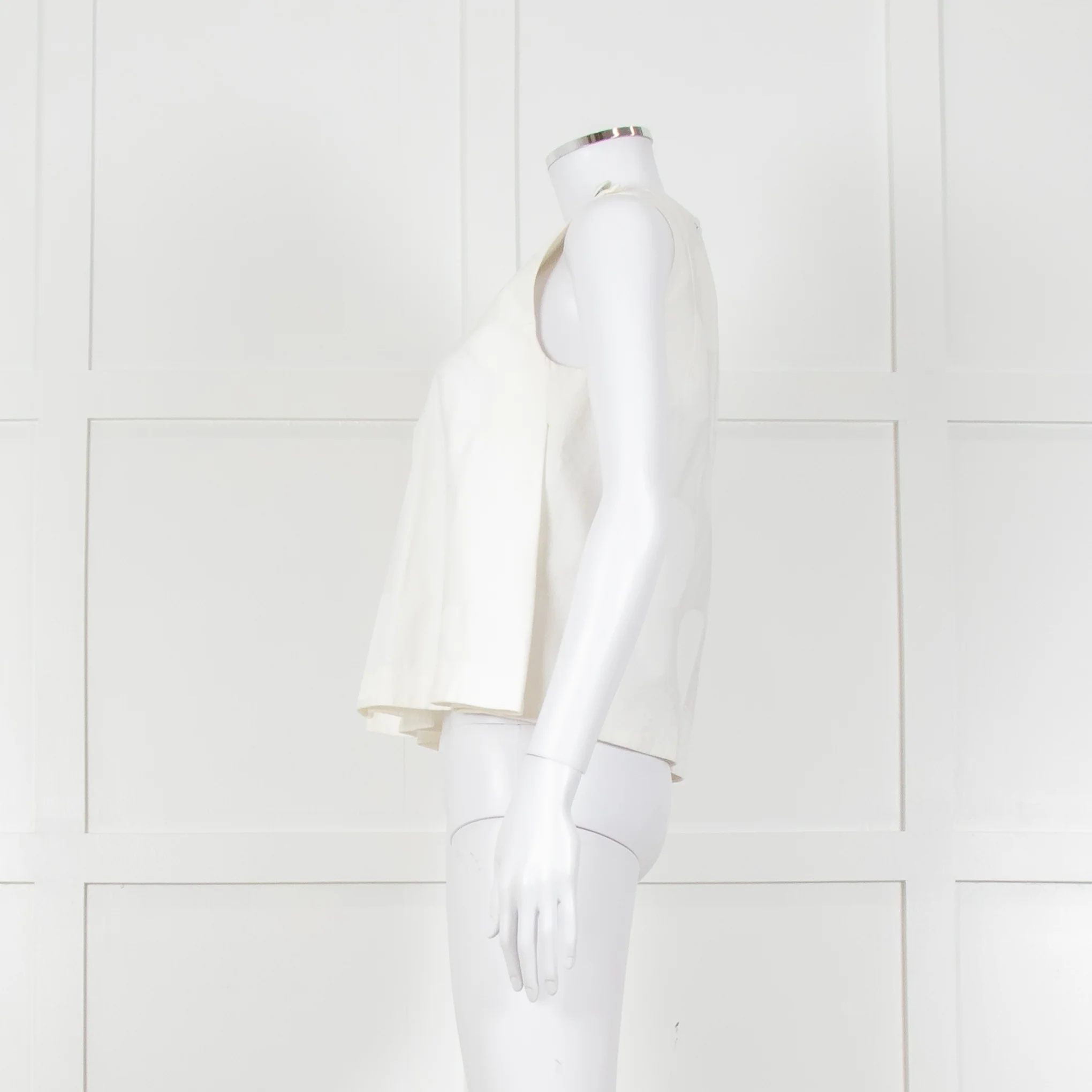 Kenzo White Sleeveless Embroidered Circle Print Blouse With Shoulder Buttons - Image 7