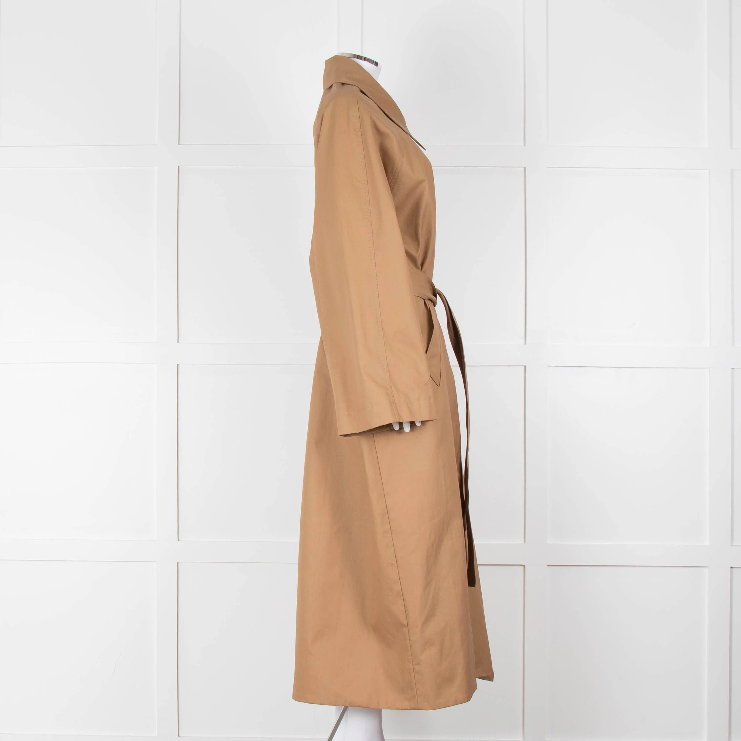 Khaite Tan Brown Coated Oversized Trench Coat - Image 3