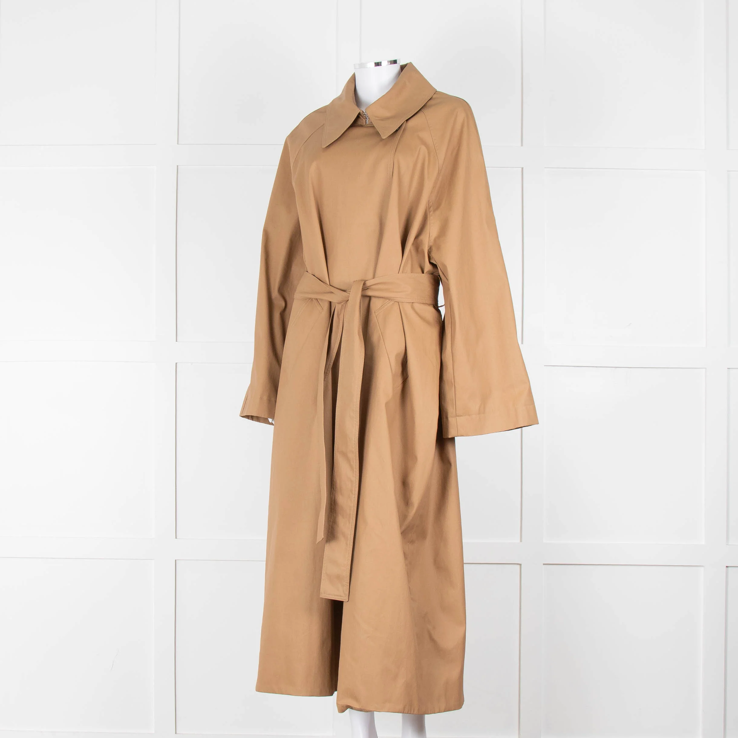 Khaite Tan Brown Coated Oversized Trench Coat - Image 8