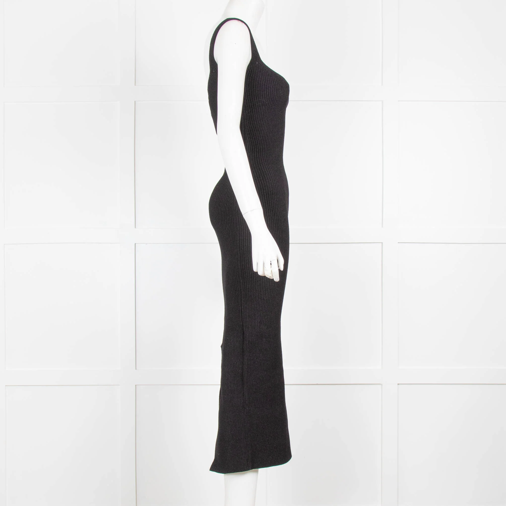 Khaite Black Nina Ribbed Knit Midi Dress - Image 2