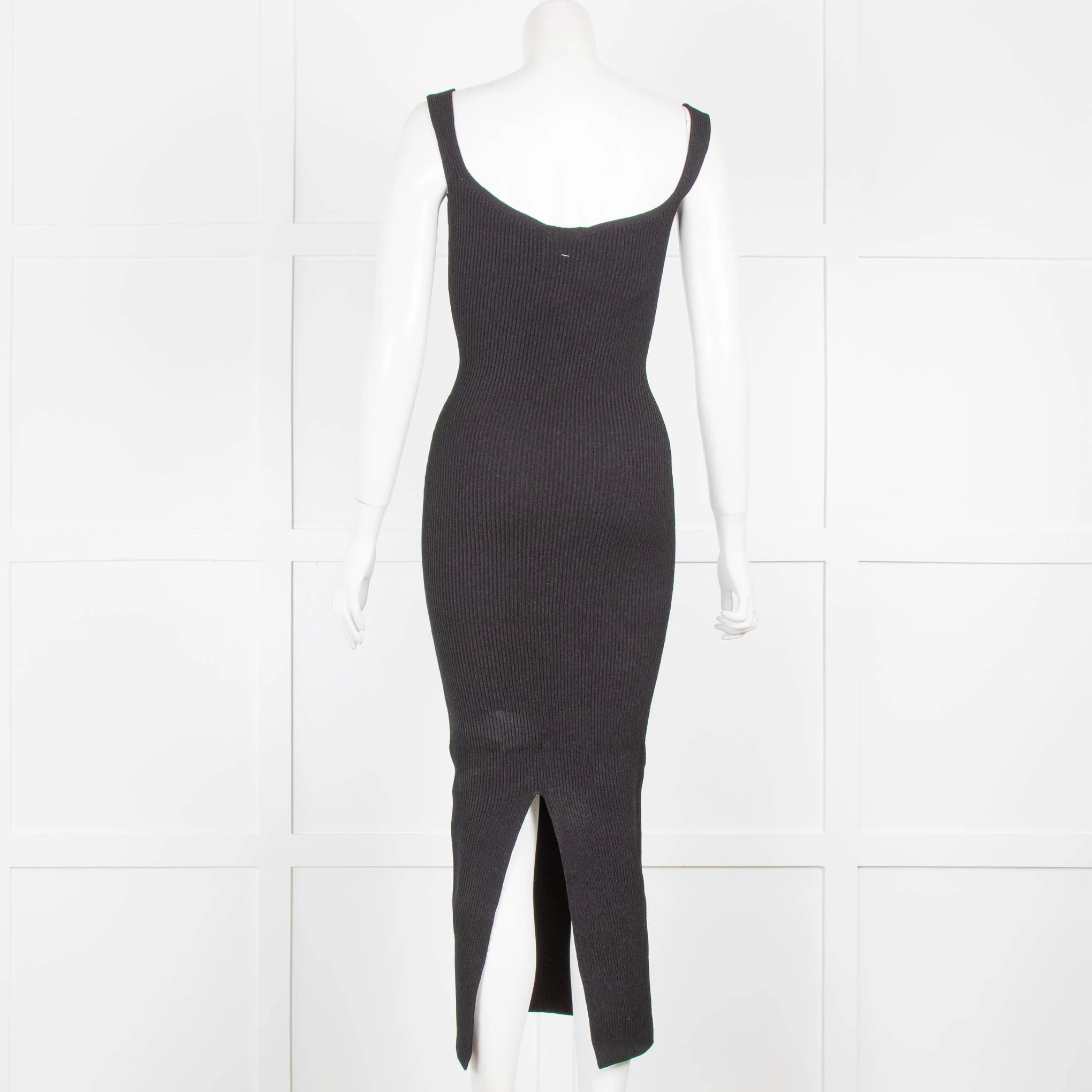 Khaite Black Nina Ribbed Knit Midi Dress - Image 3