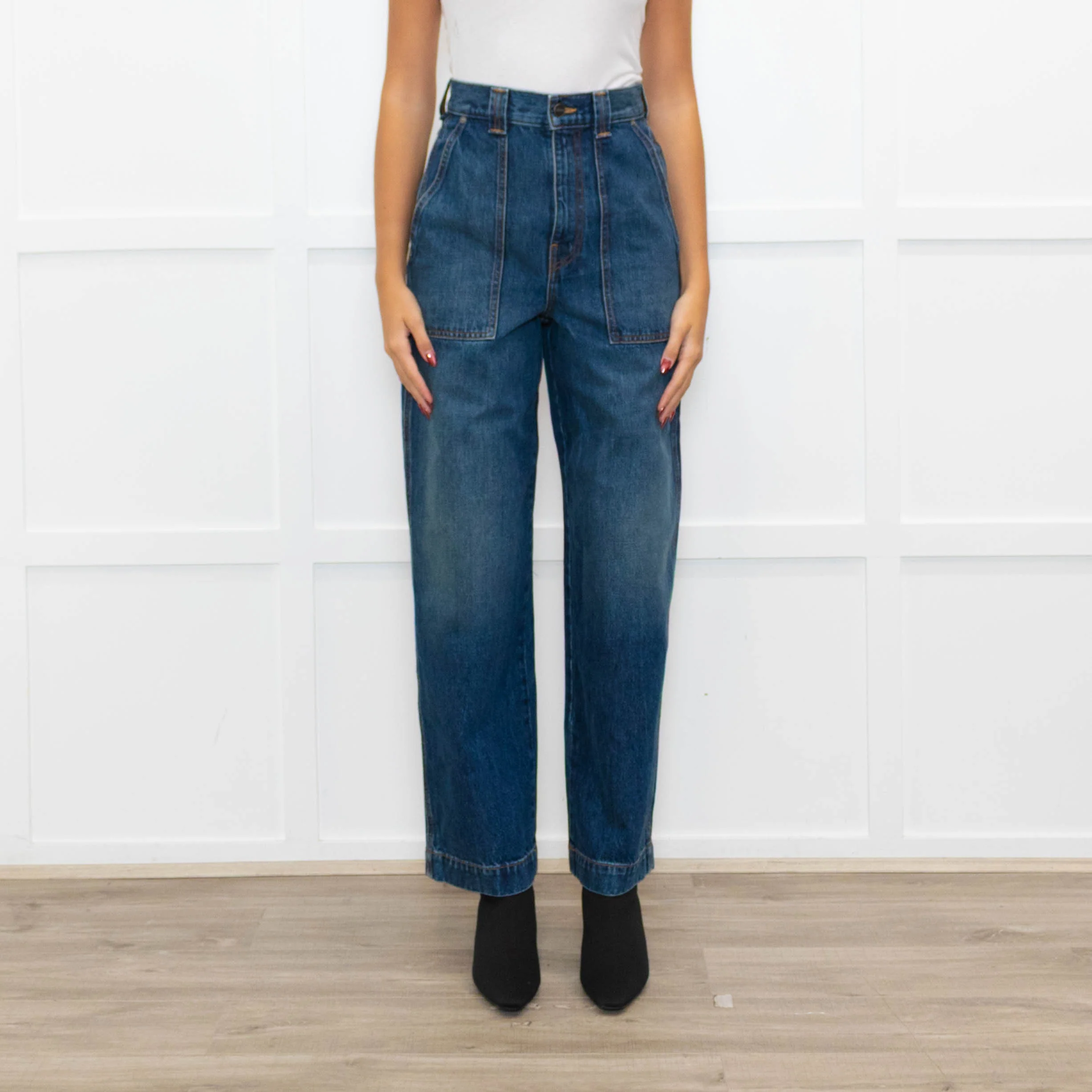 Khaite Blue Hewitt Large Pocket Front Jeans - Image 2