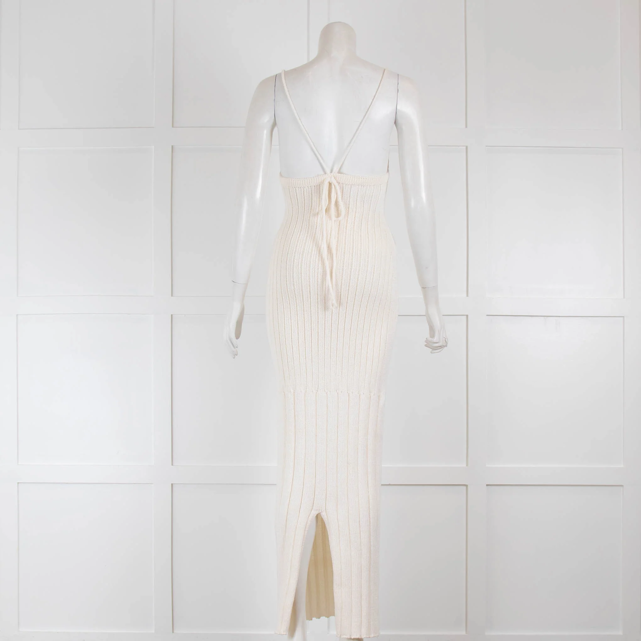 Khaite Cream Knitted Sleeveless Long Dress - Image 3