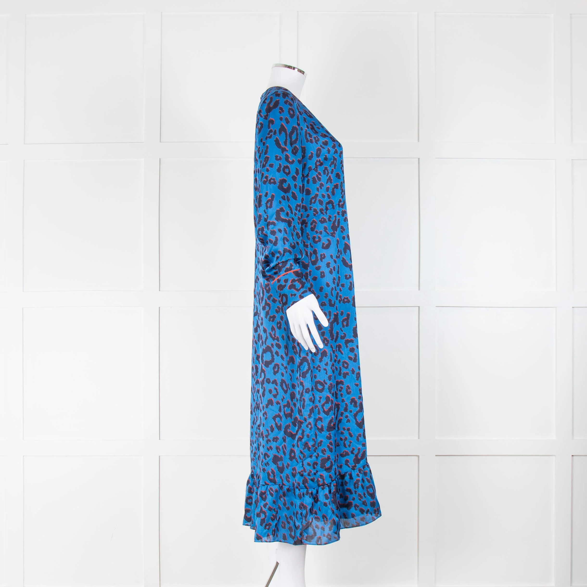 Kitri Blue Animal Print Round Neck Midi Dress - Image 2