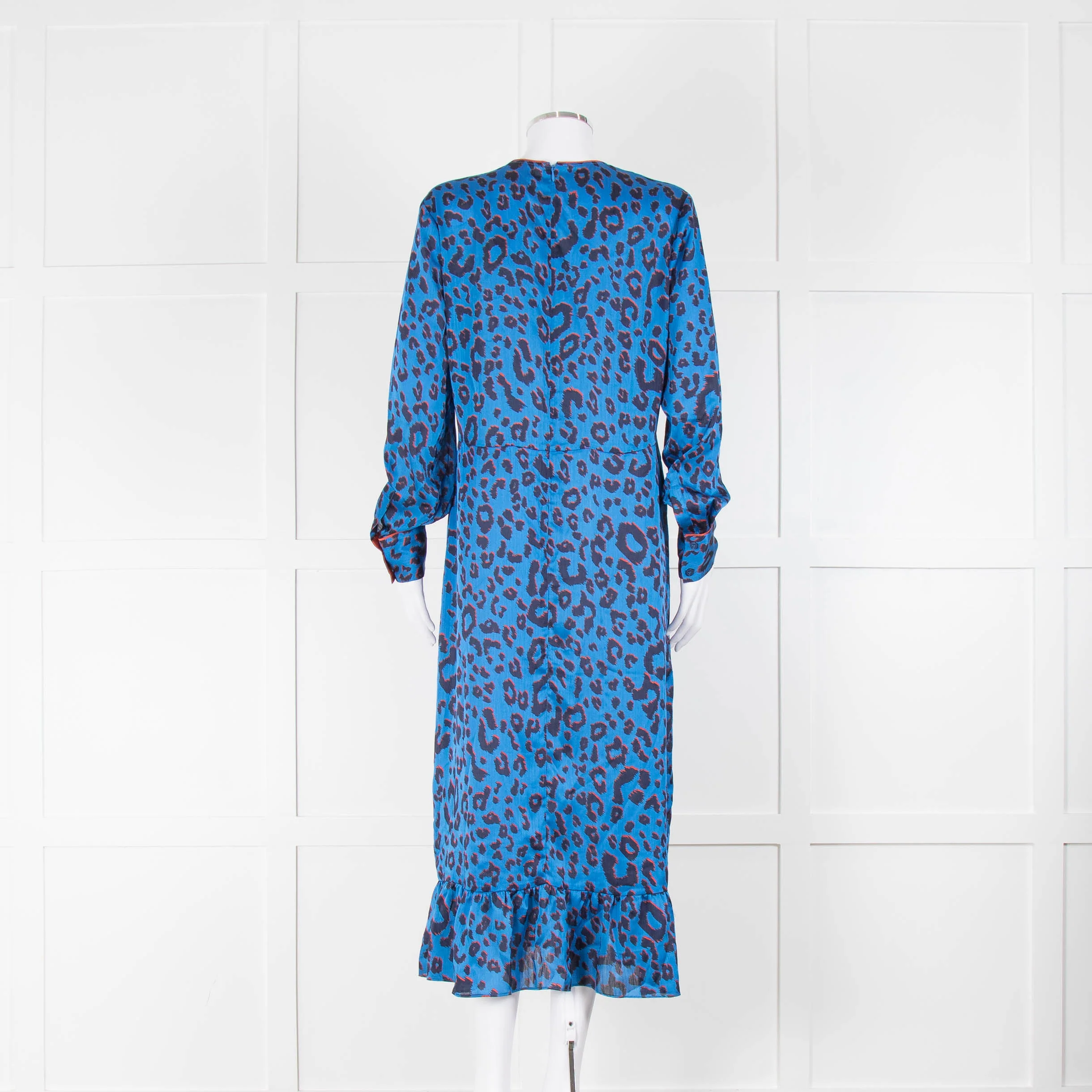 Kitri Blue Animal Print Round Neck Midi Dress - Image 3