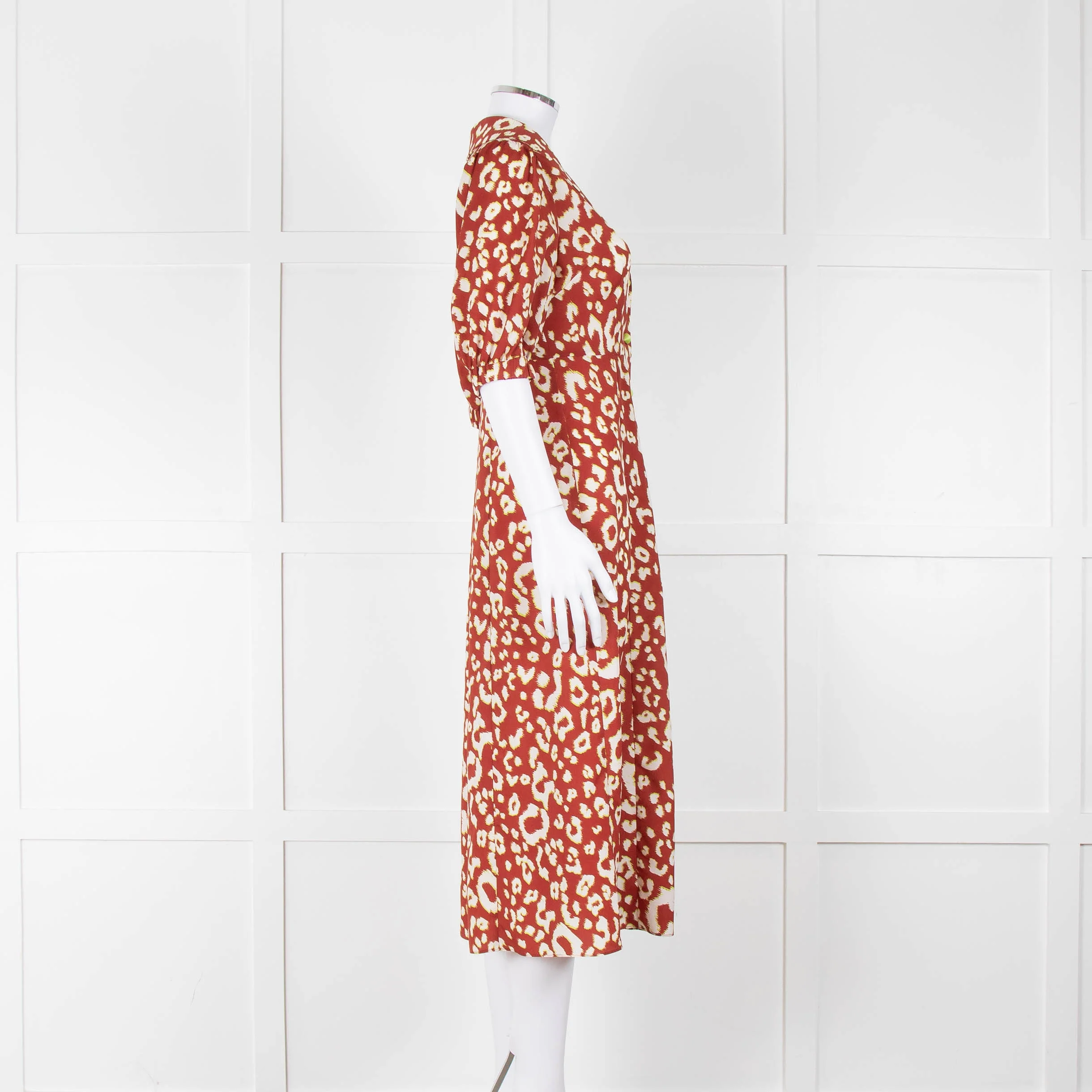 Kitri Brown Lime Green Printed Midi Dress - Image 3