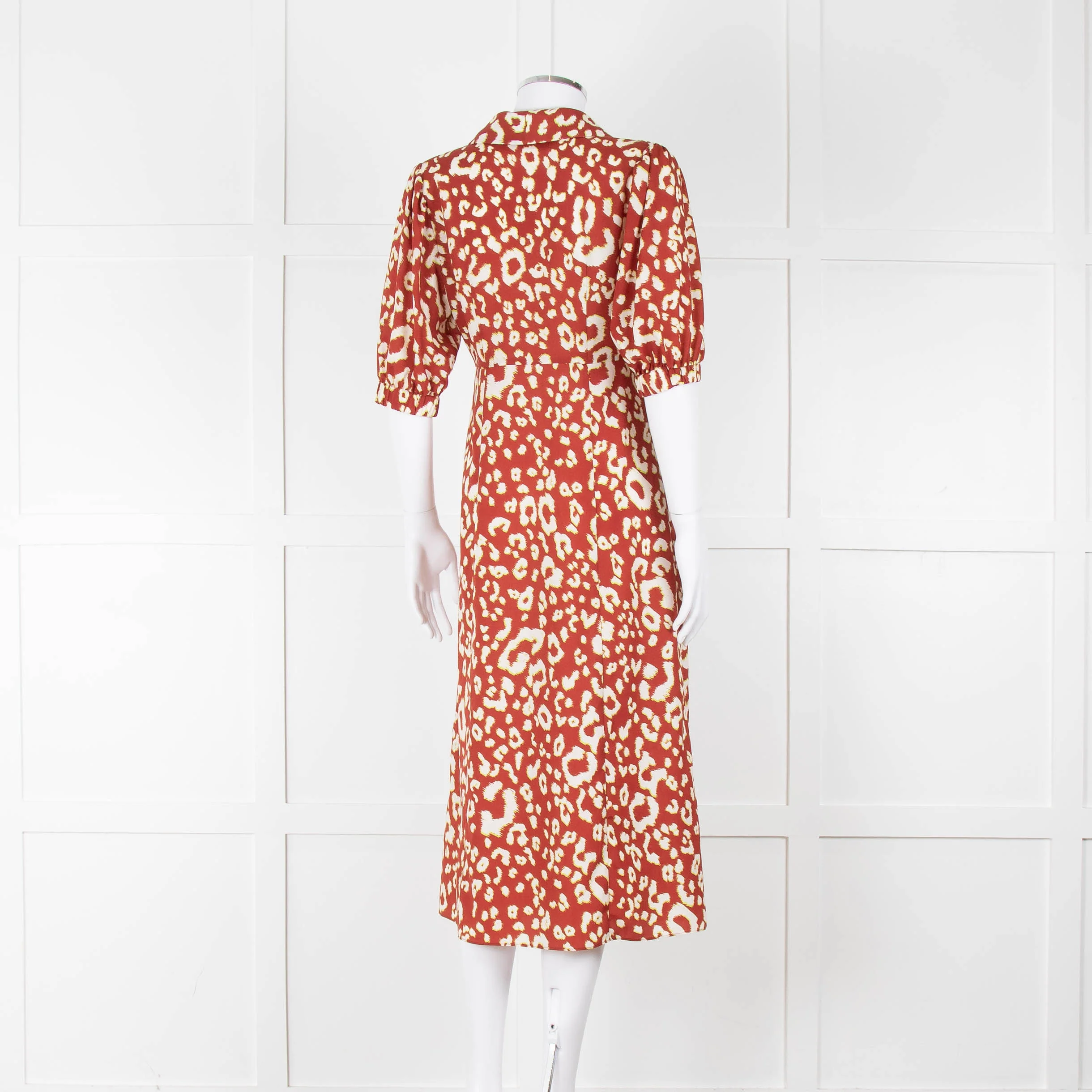 Kitri Brown Lime Green Printed Midi Dress - Image 4