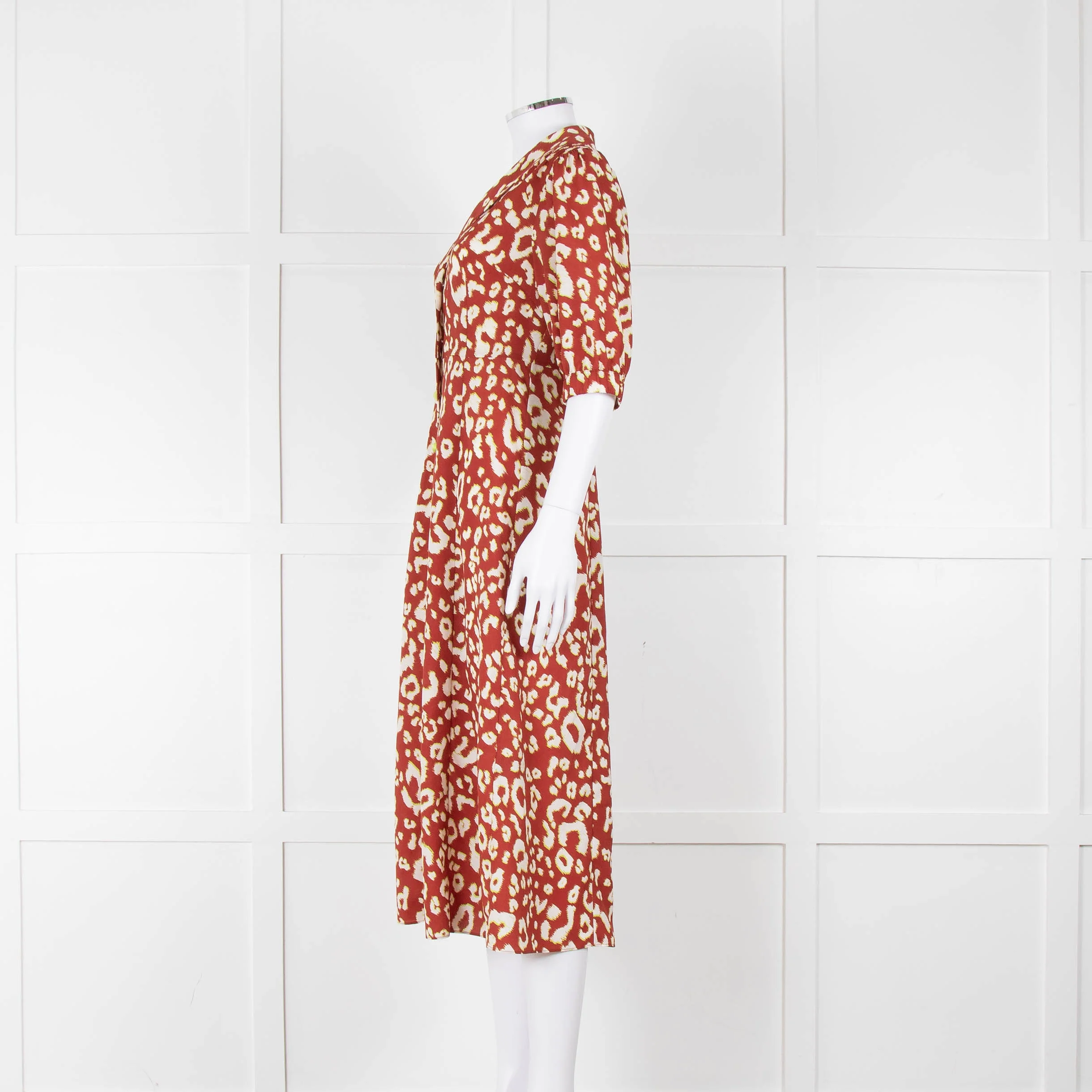 Kitri Brown Lime Green Printed Midi Dress - Image 7