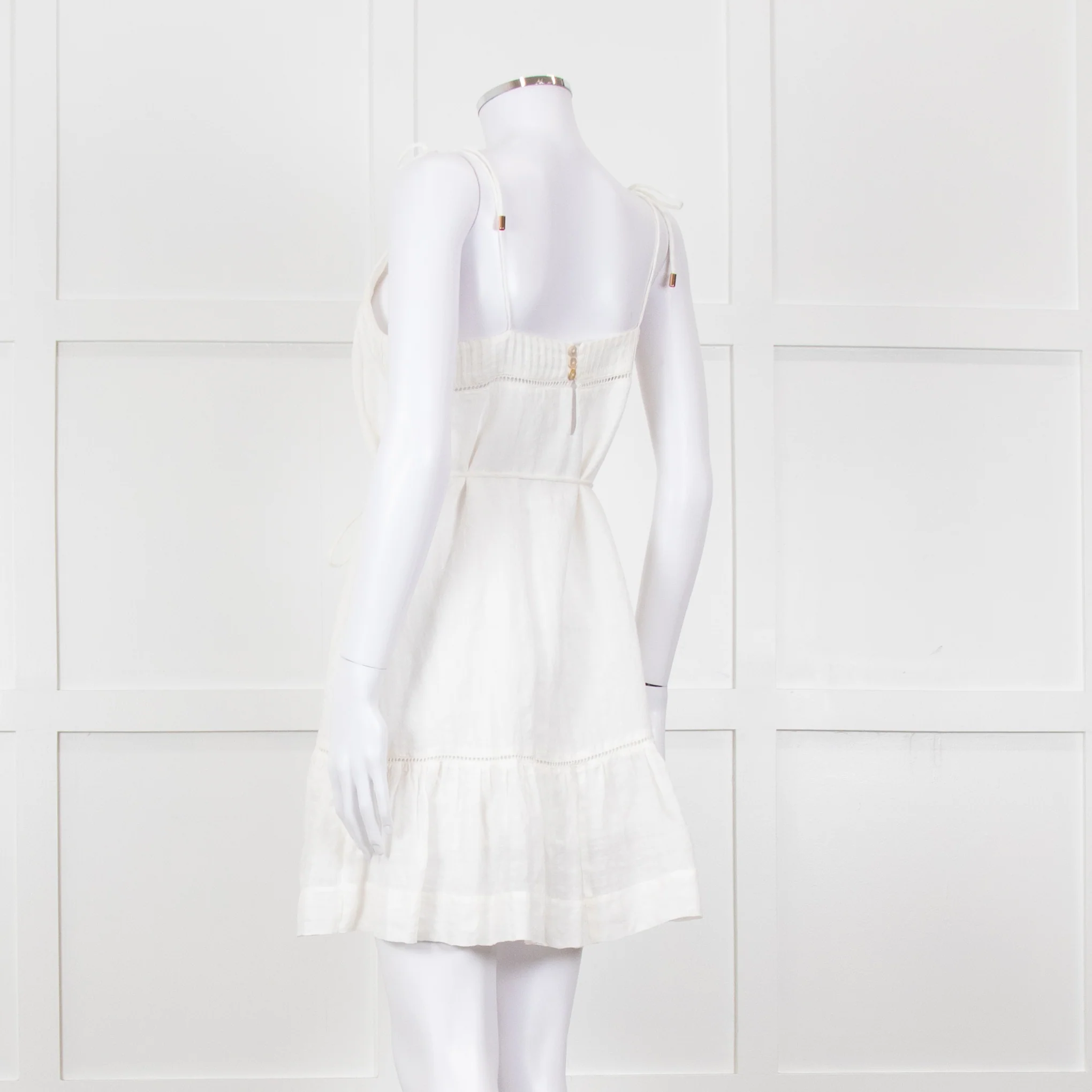 Kivari Cream Linen Sleeveless Mini Dress - Image 4