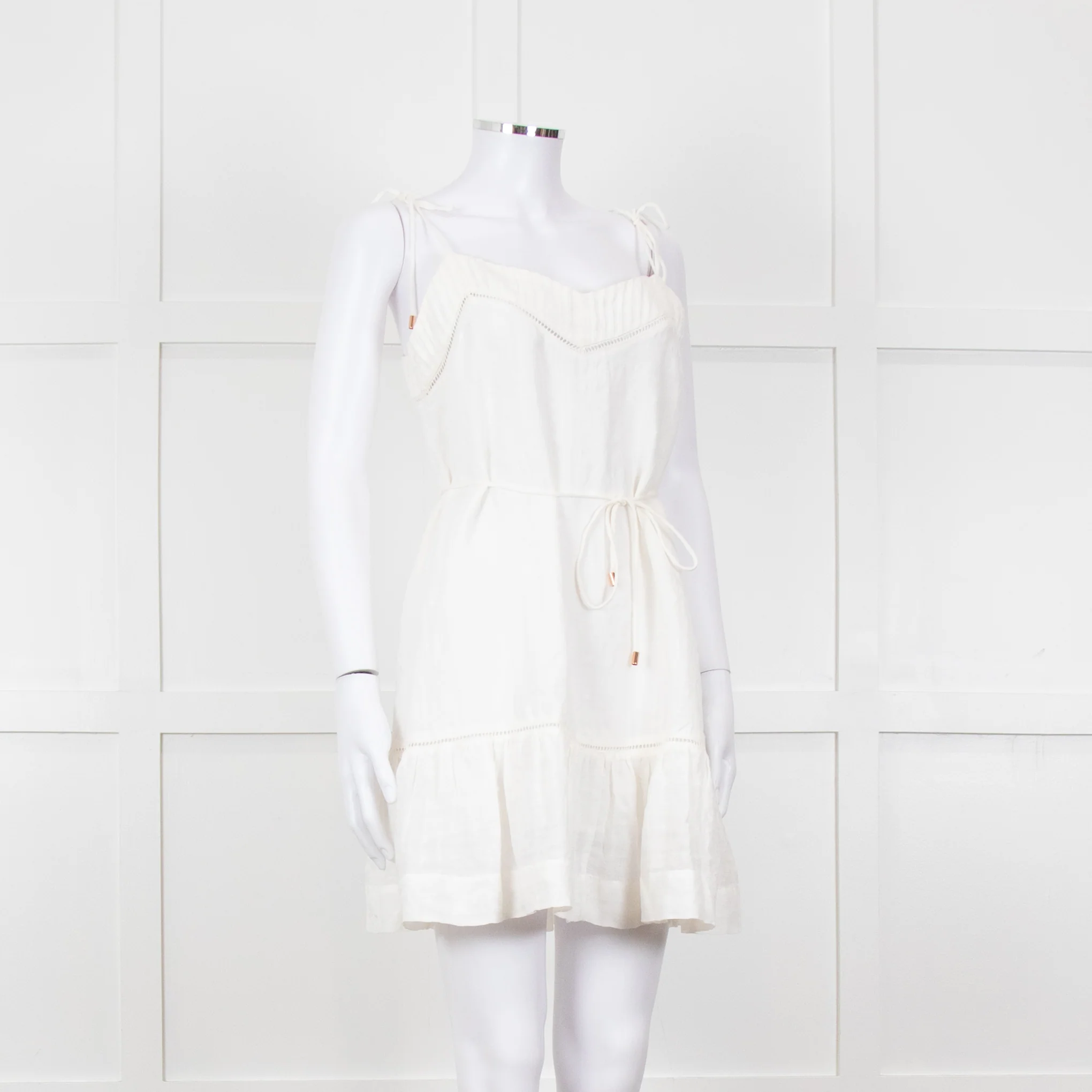 Kivari Cream Linen Sleeveless Mini Dress - Image 8