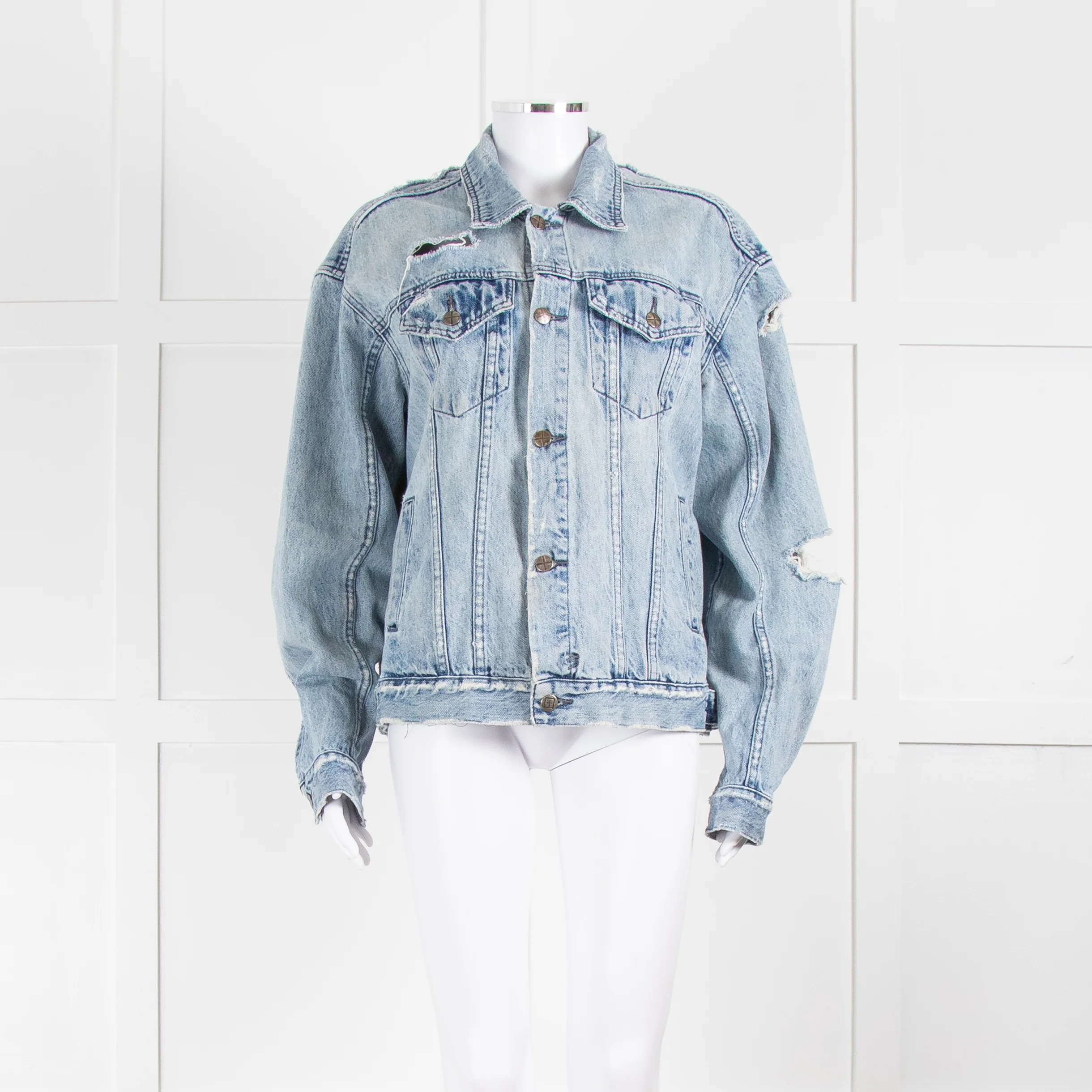 Ksubi Blue Distressed Denim Jacket