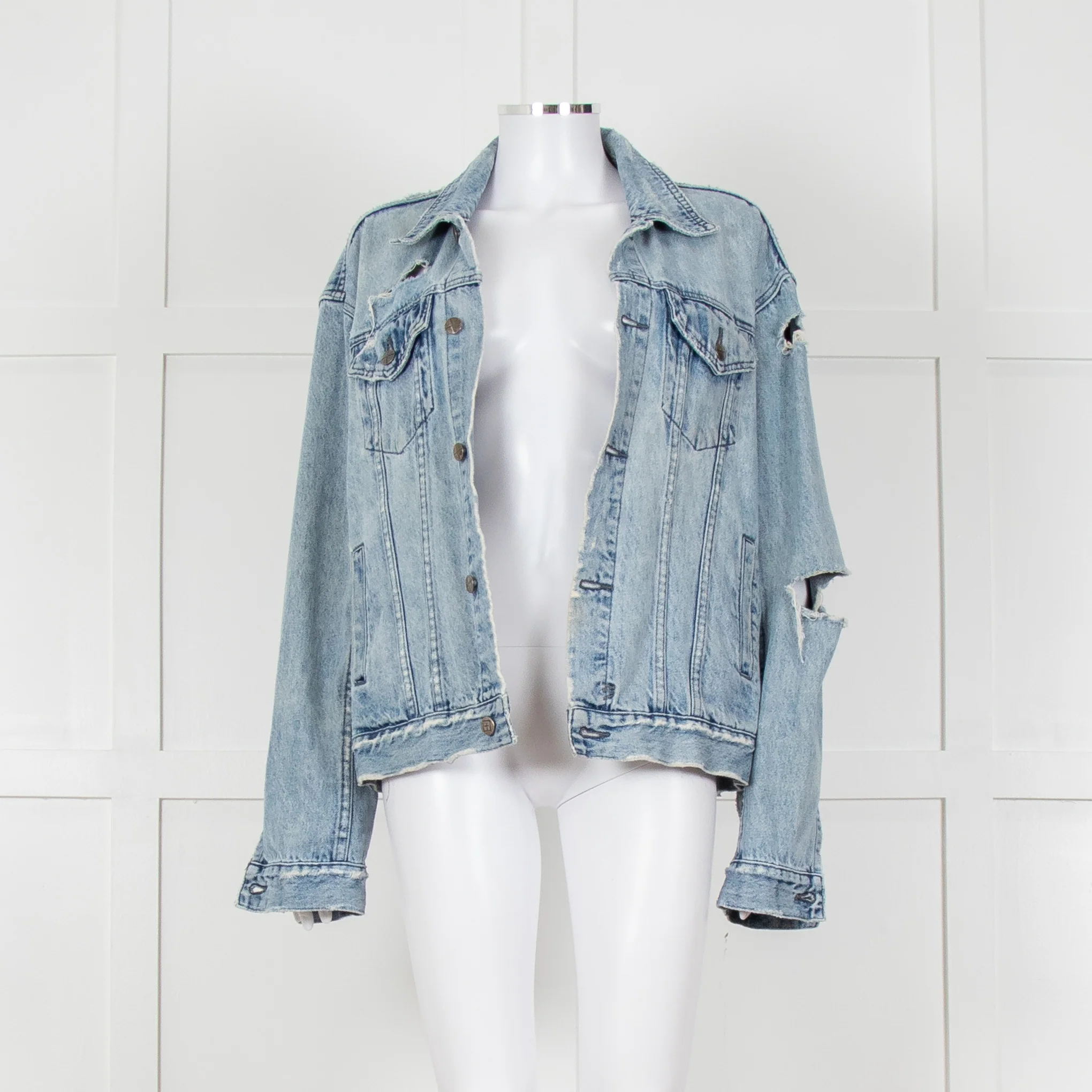 Ksubi Pale Wash Distressed Denim Jacket