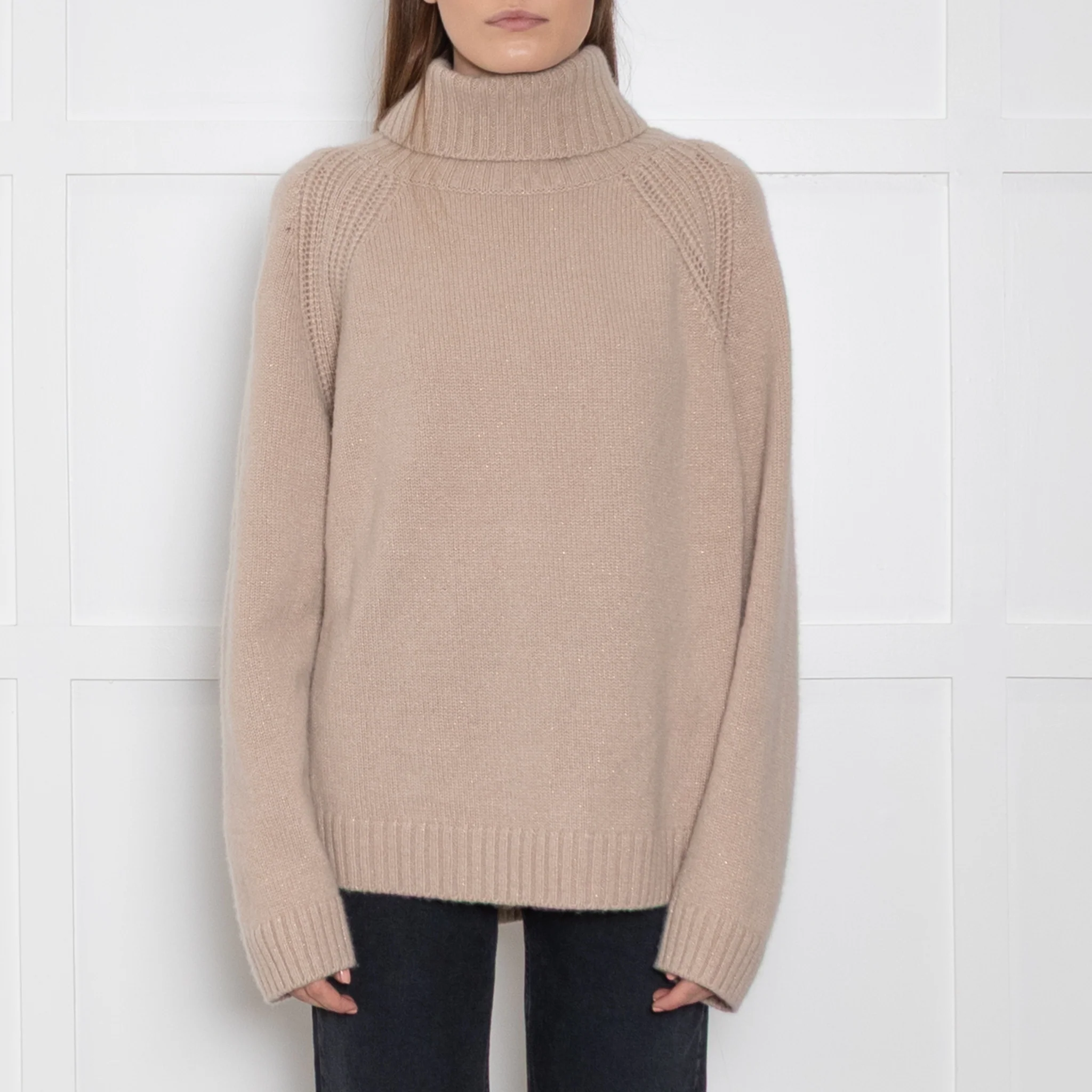 Kujten Beige Cashmere Turtleneck Jumper - Image 2