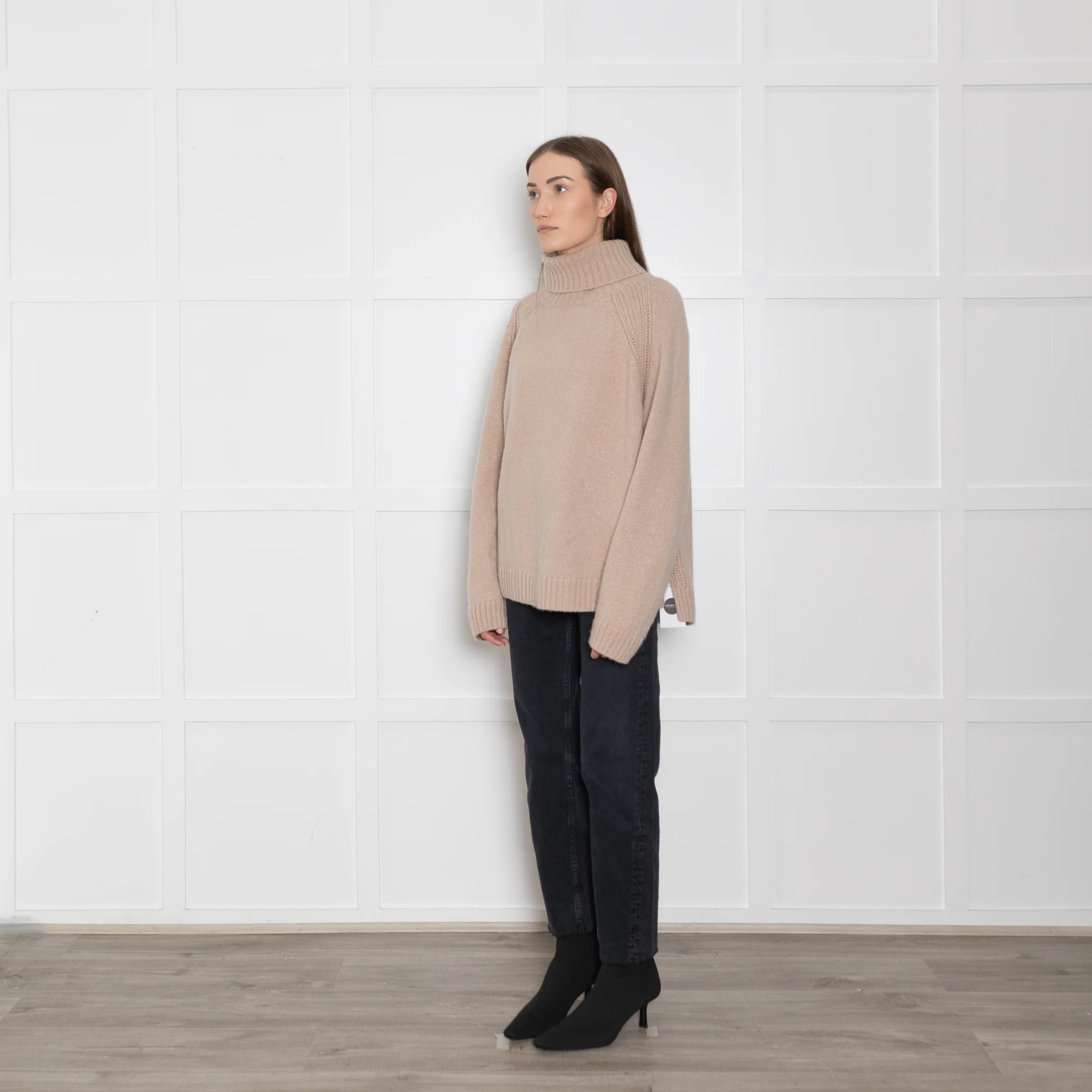 Kujten Beige Cashmere Turtleneck Jumper - Image 3
