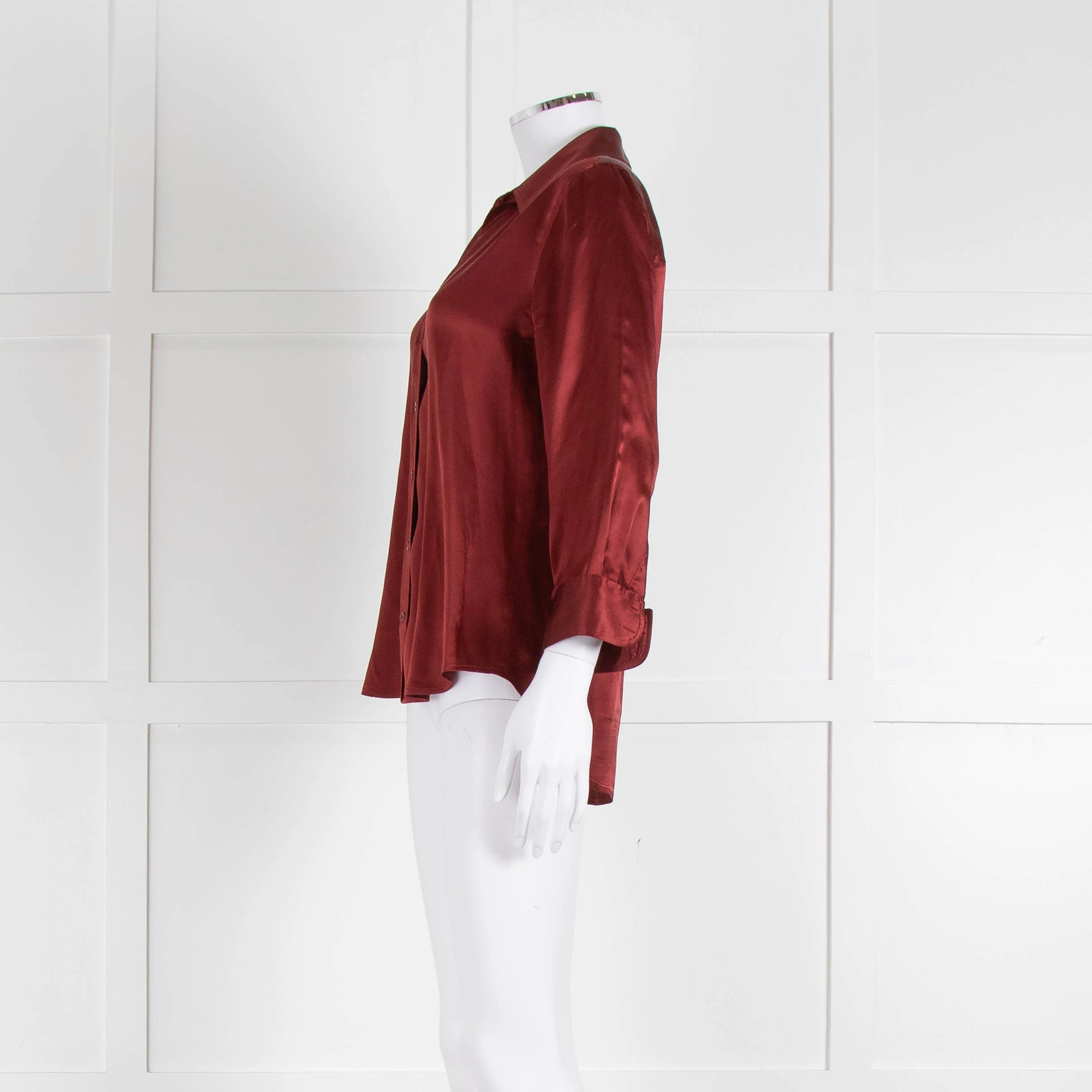 L' Agence Red Long Sleeve Silk Shirt - Image 7