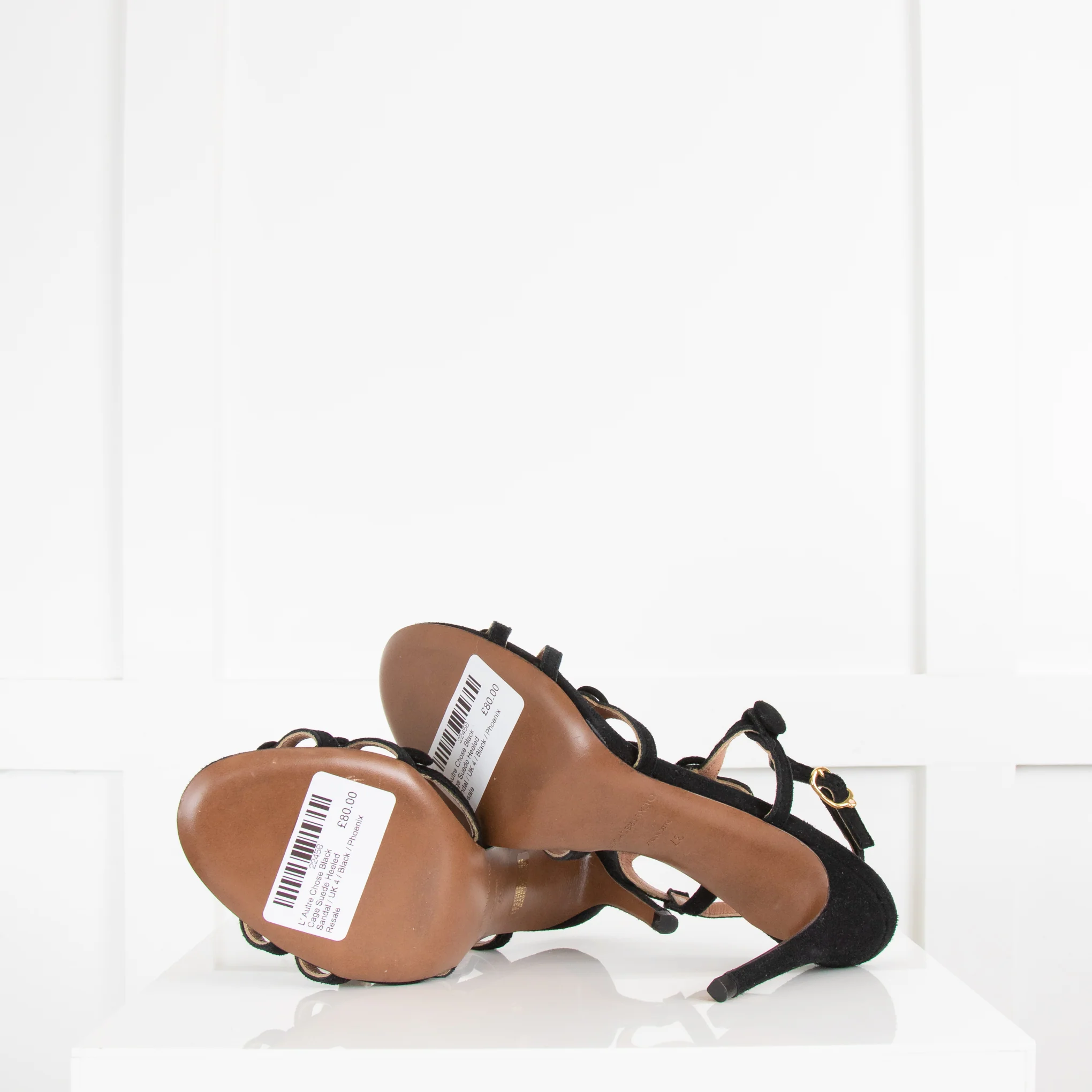 L' Autre Chose Black Cage Suede Heeled Sandal - Image 5