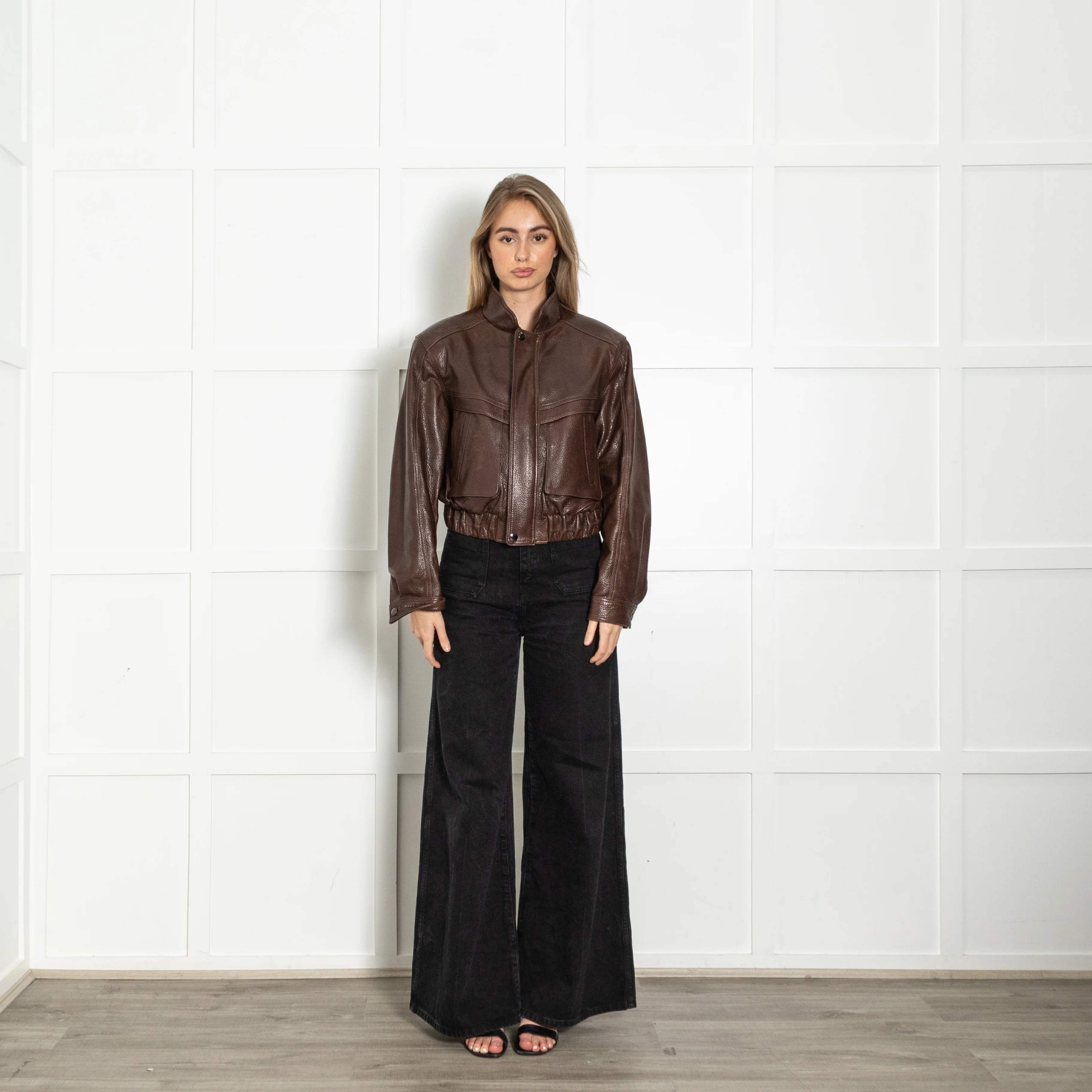 L Cuppini Brown The Becky Pebble Leather Jacket