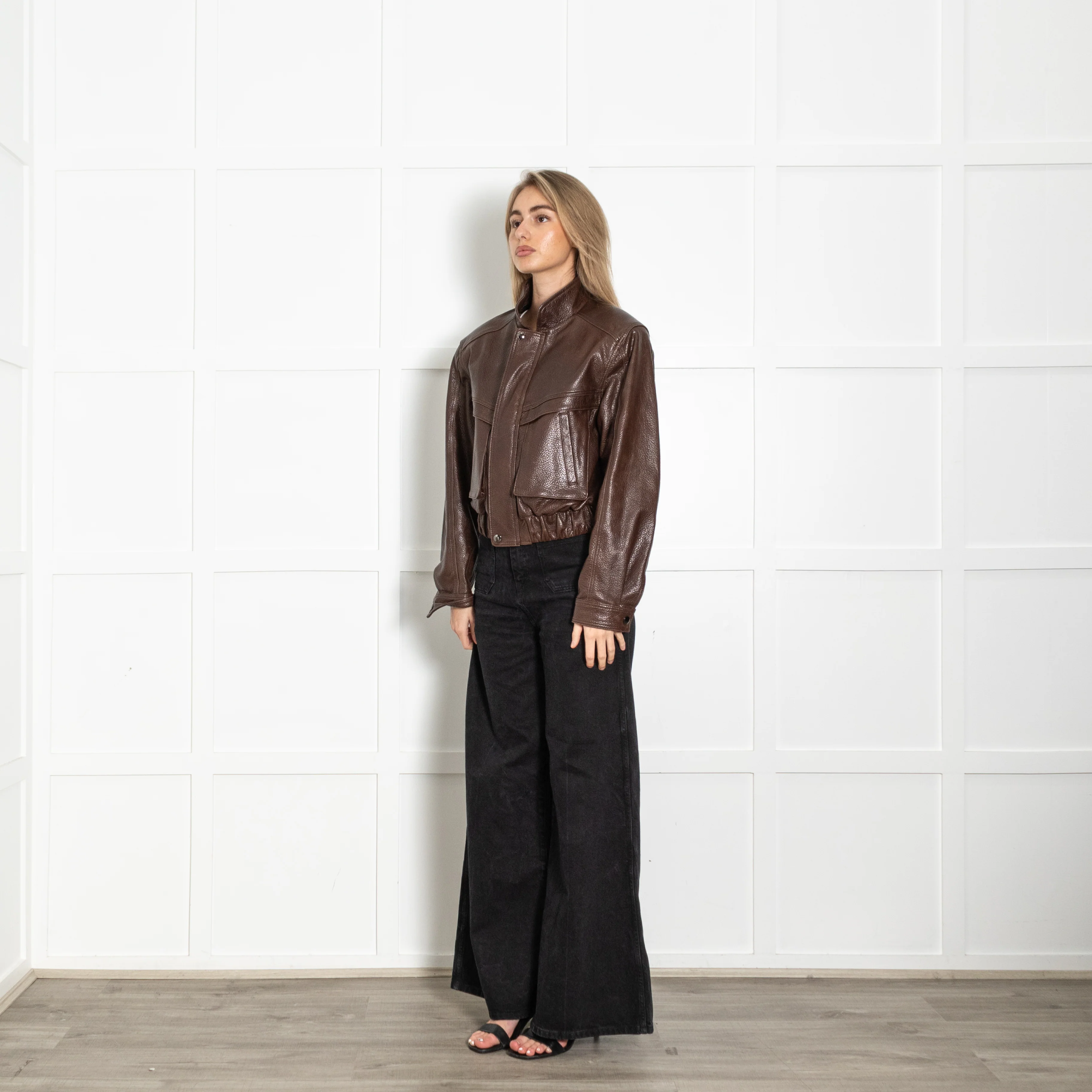 L Cuppini Brown The Becky Pebble Leather Jacket - Image 3
