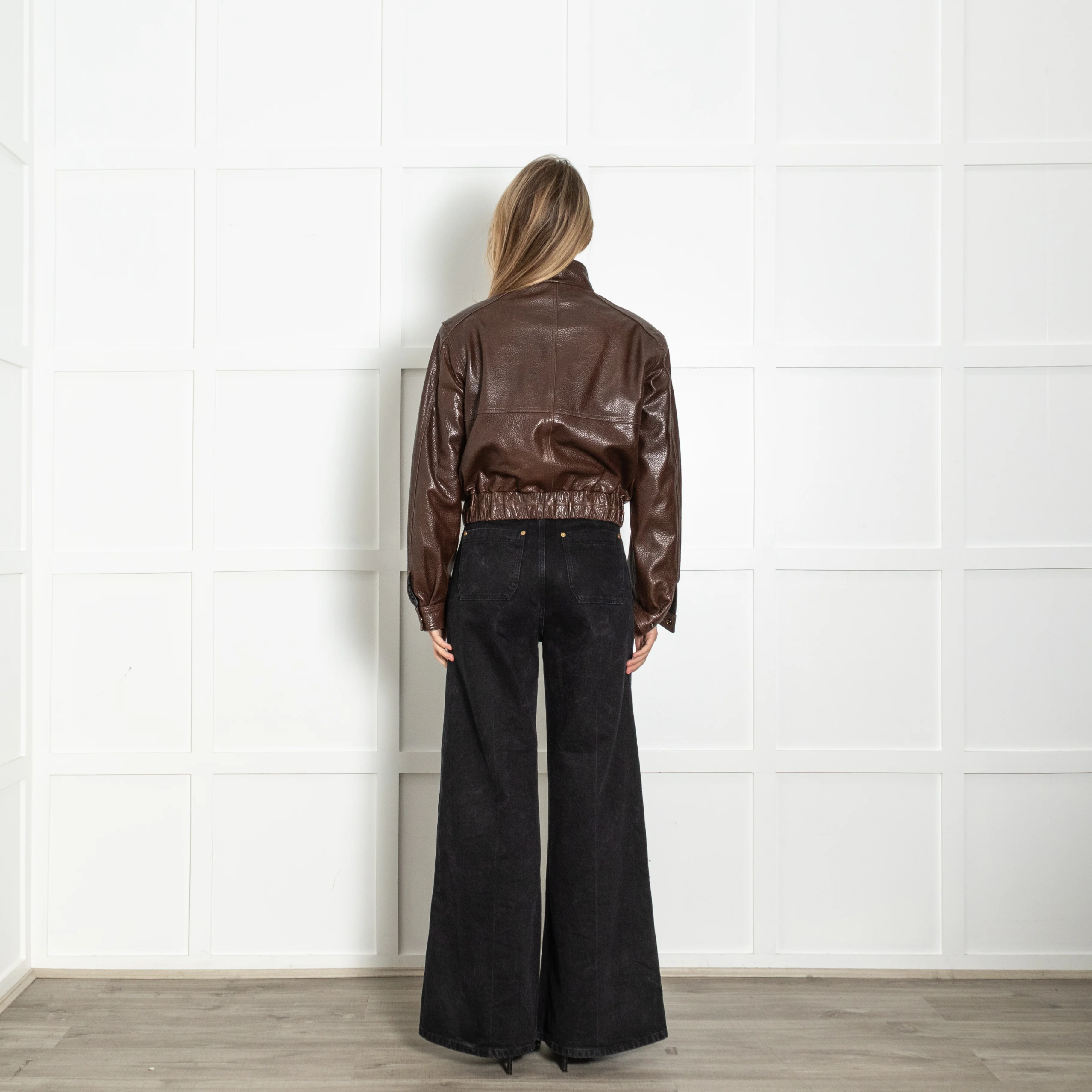 L Cuppini Brown The Becky Pebble Leather Jacket - Image 5