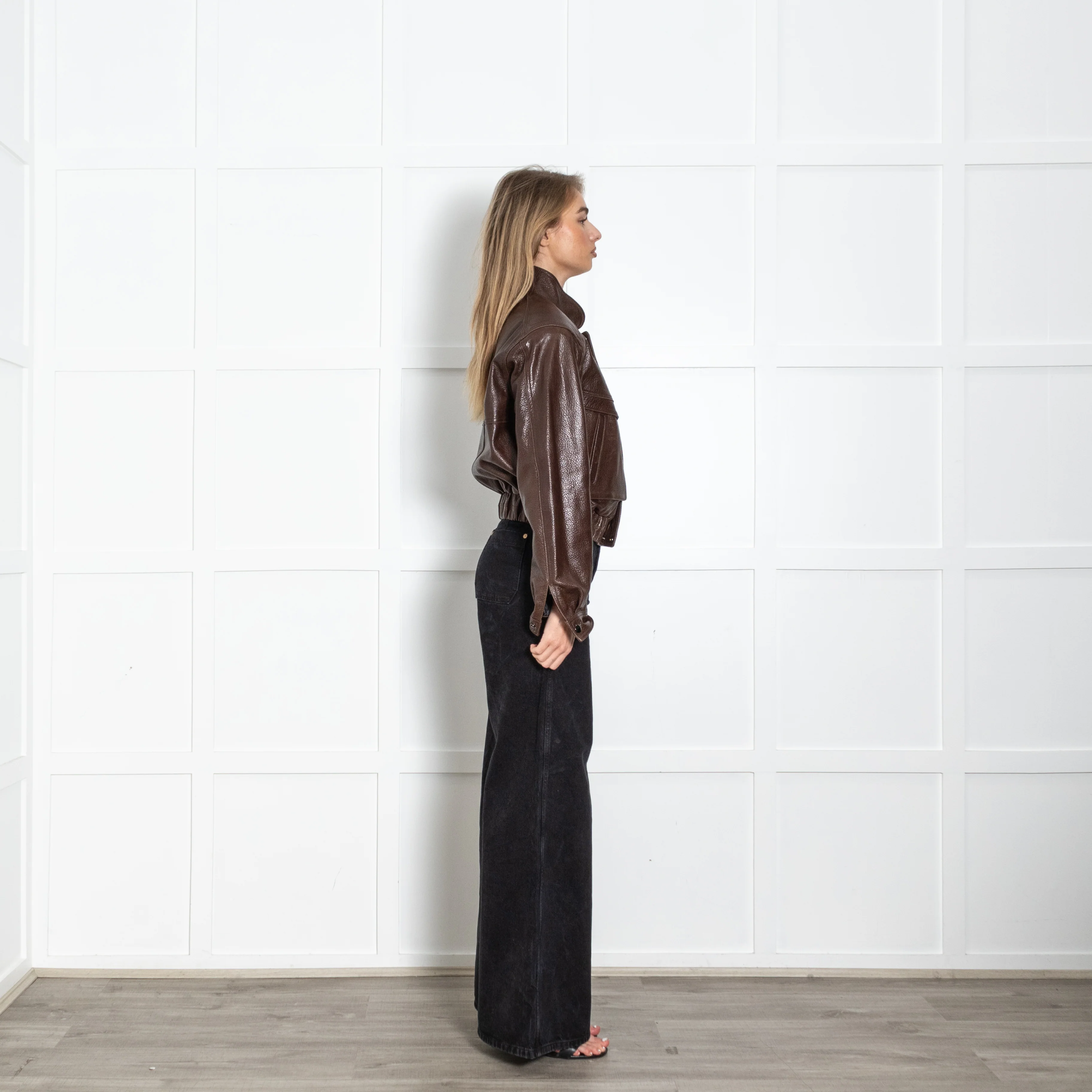 L Cuppini Brown The Becky Pebble Leather Jacket - Image 6