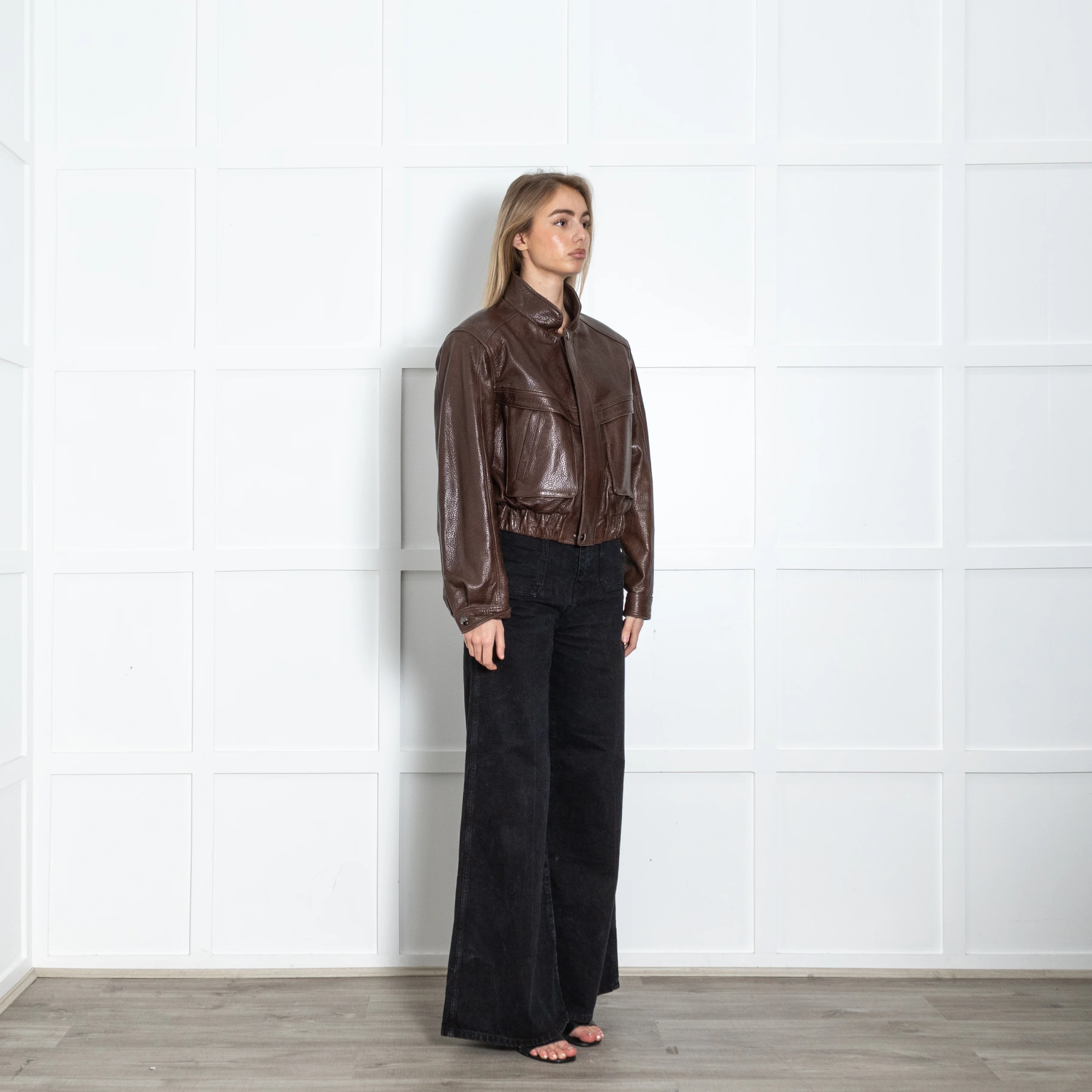 L Cuppini Brown The Becky Pebble Leather Jacket - Image 7