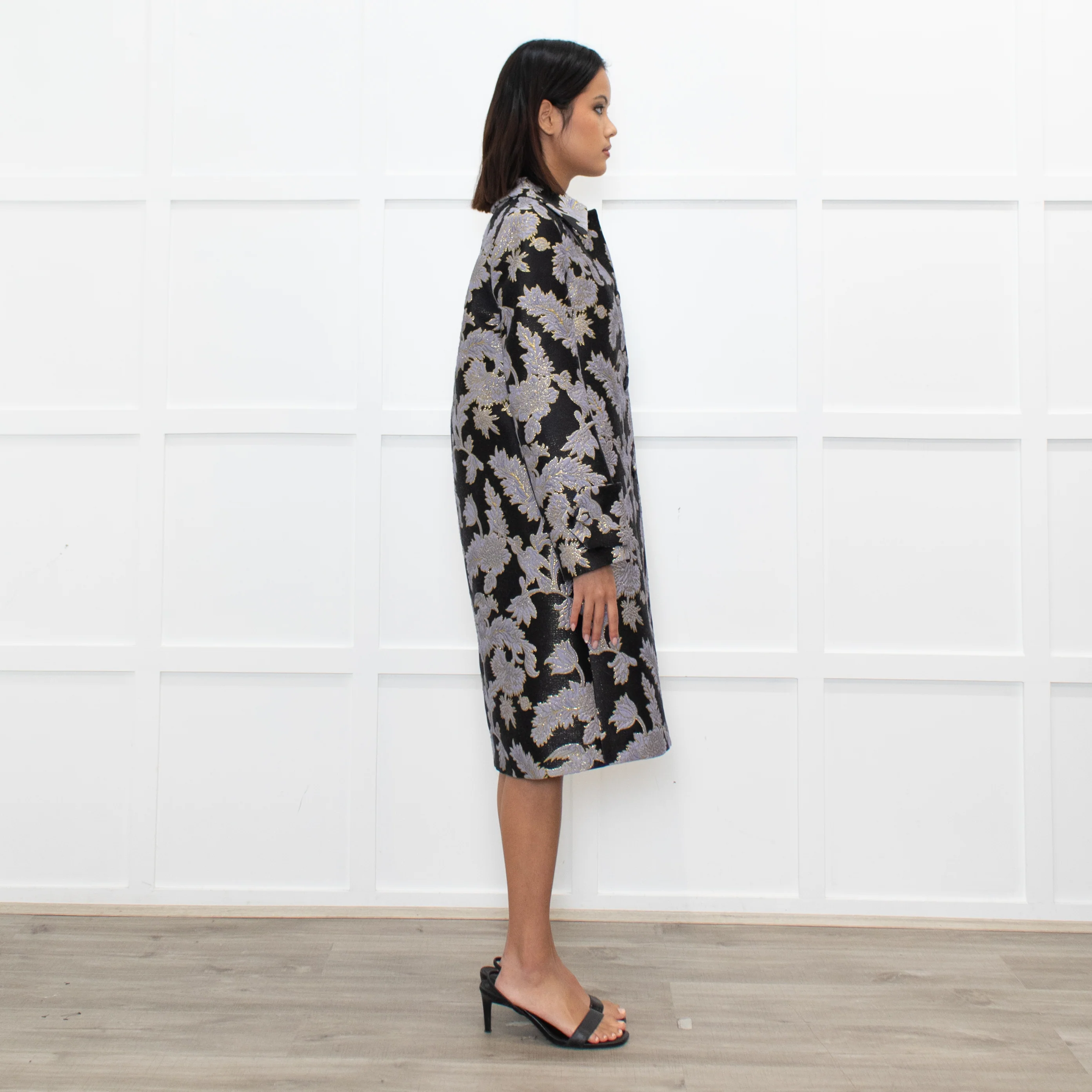La Double J Black Lilac Gold Jacquard Coat - Image 4