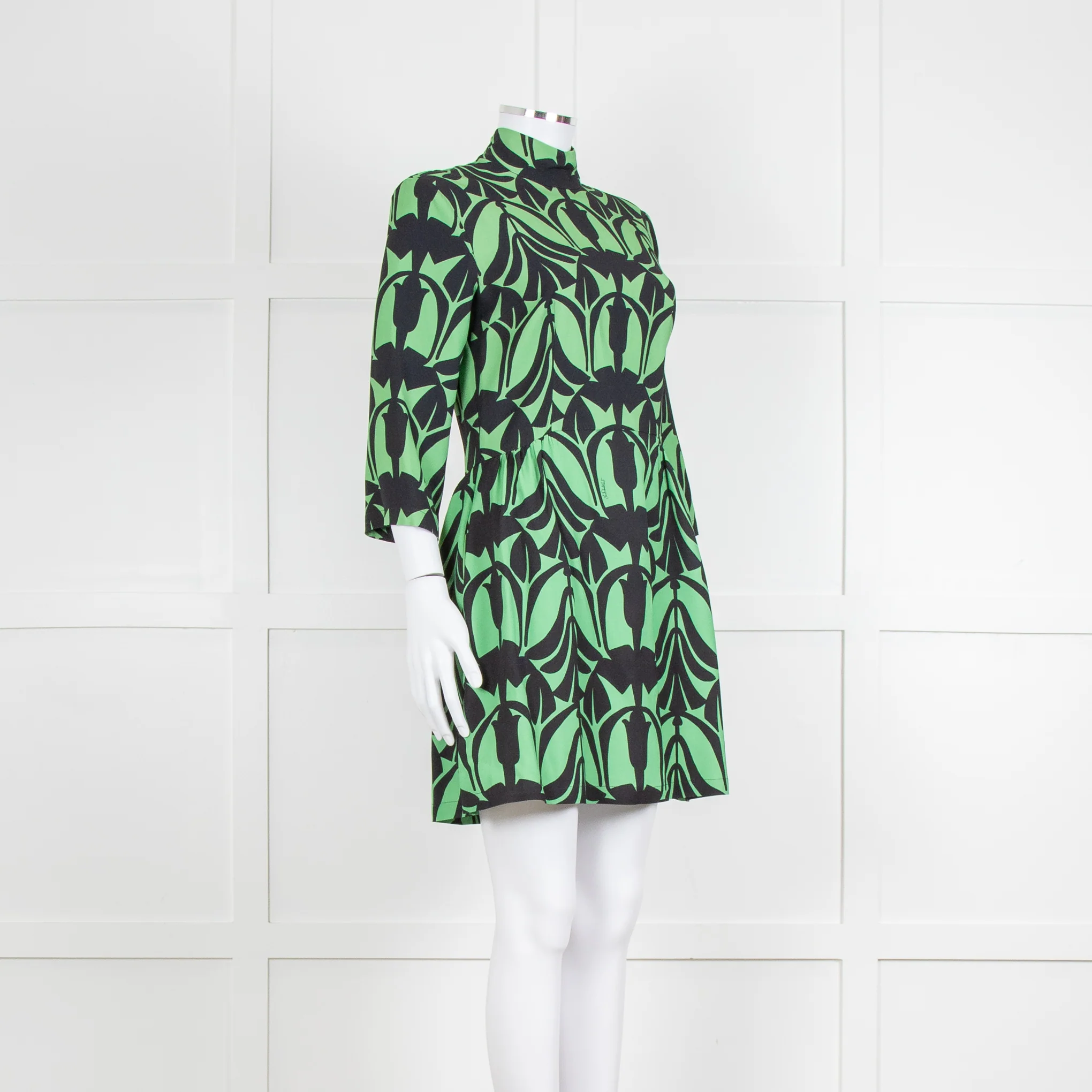 La Double J. Green and Black Mini Dress with High Neck - Image 2