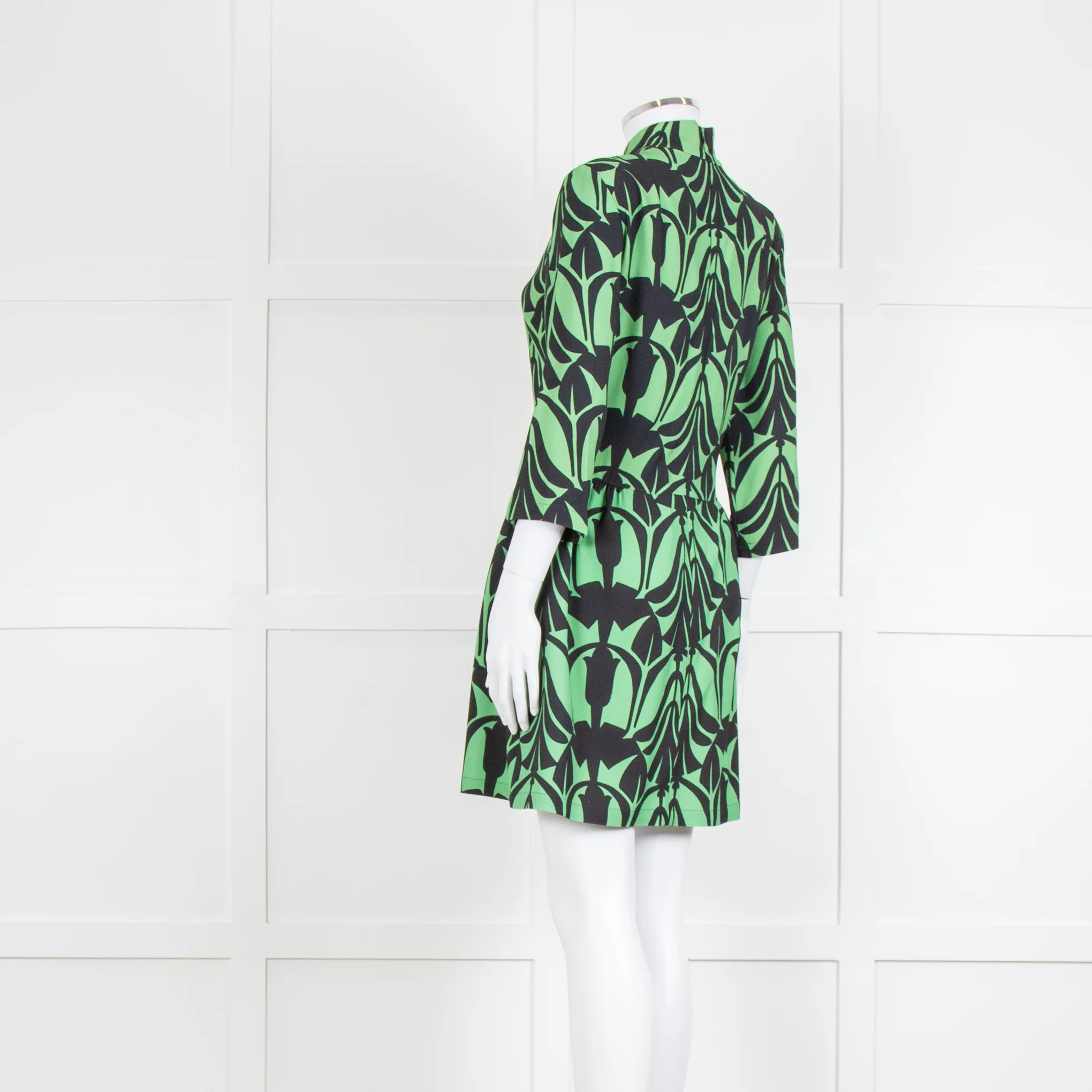 La Double J. Green and Black Mini Dress with High Neck - Image 6