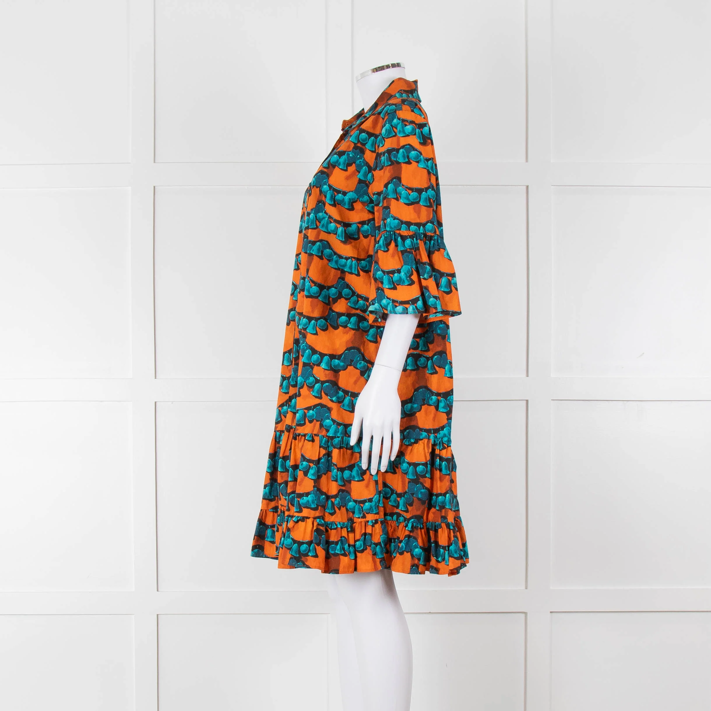 La Double J Orange Turquoise Cotton Oversized Short Dress - Image 7