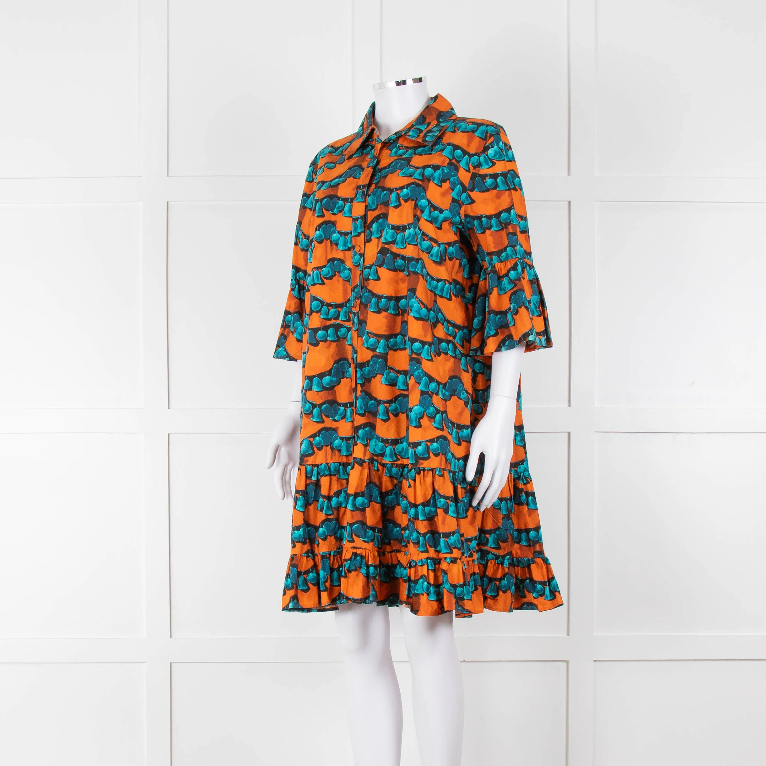 La Double J Orange Turquoise Cotton Oversized Short Dress - Image 8