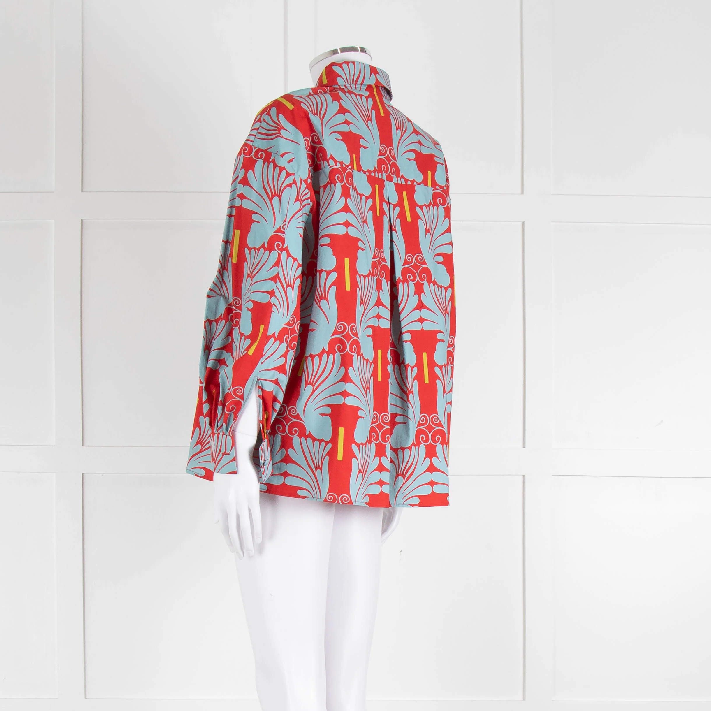 La Double J Red and Turquoise Poet Collared Shirt - Image 6