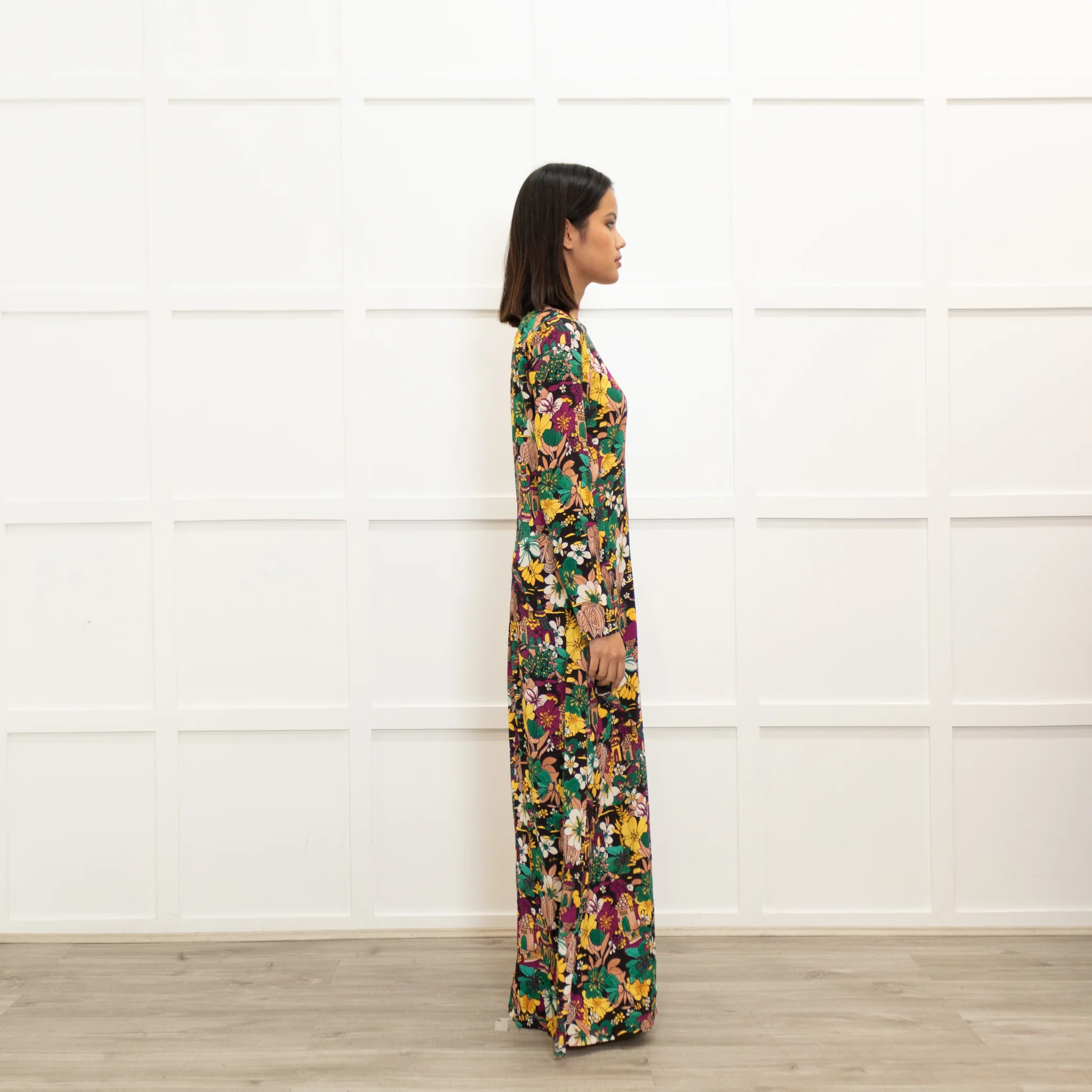 La DoubleJ Black Yellow Purple Paradise Print Maxi Dress - Image 4