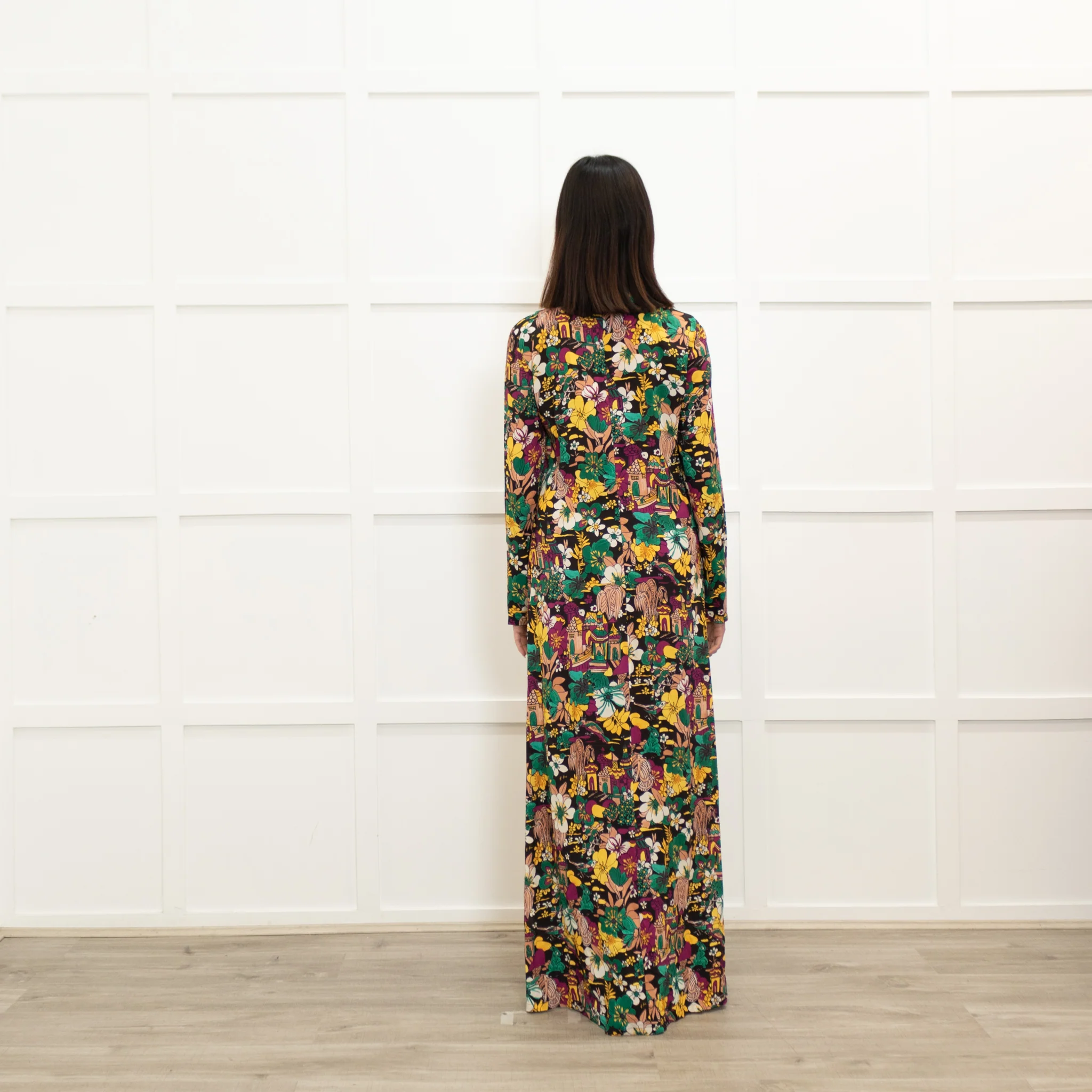 La DoubleJ Black Yellow Purple Paradise Print Maxi Dress - Image 5