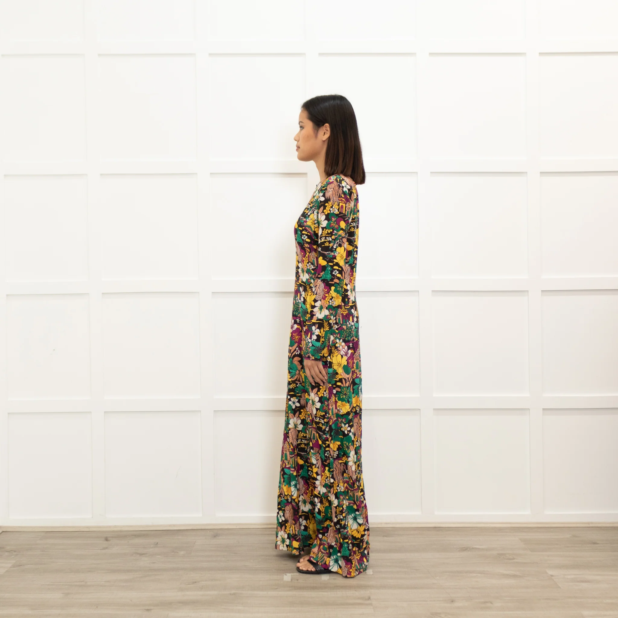 La DoubleJ Black Yellow Purple Paradise Print Maxi Dress - Image 6