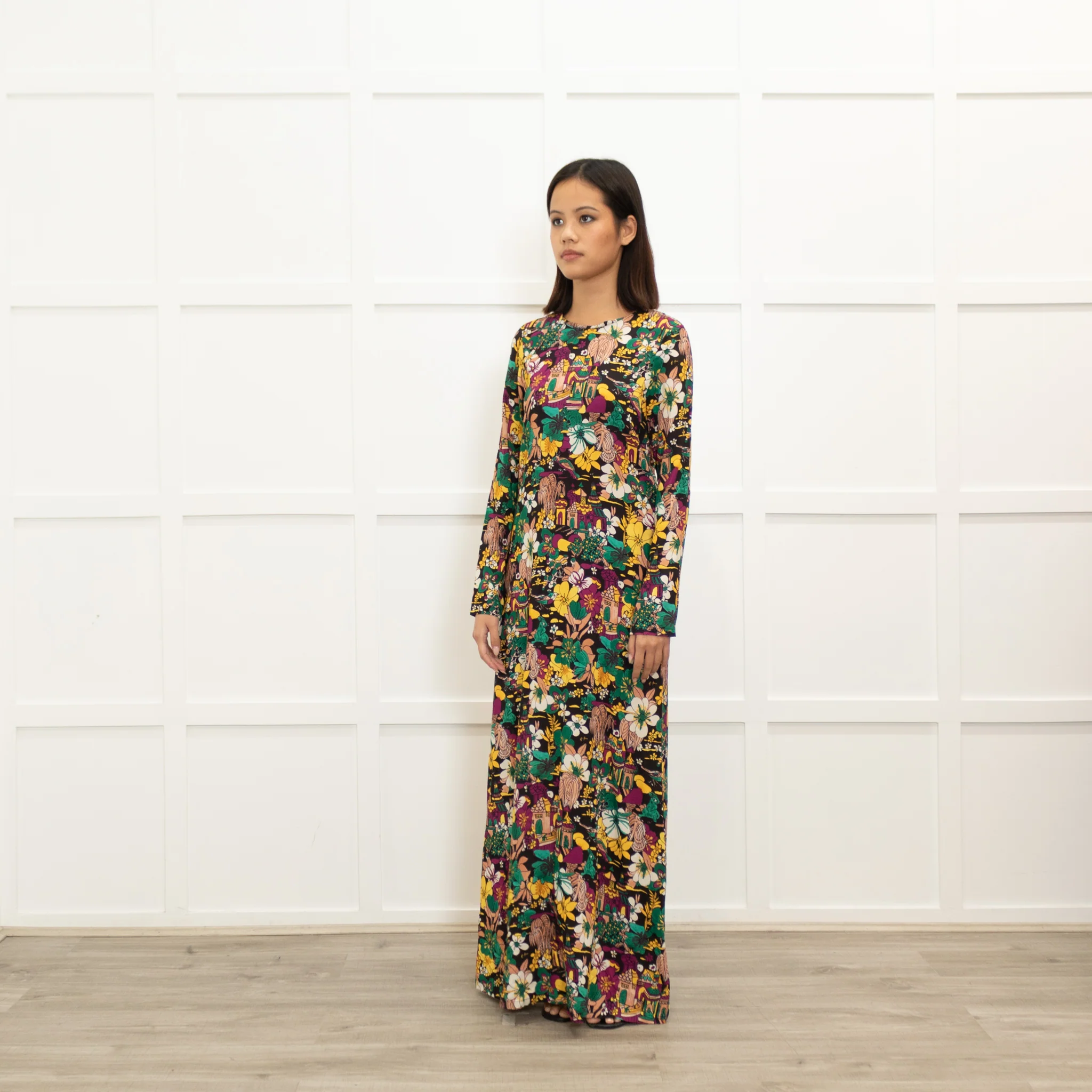 La DoubleJ Black Yellow Purple Paradise Print Maxi Dress - Image 7