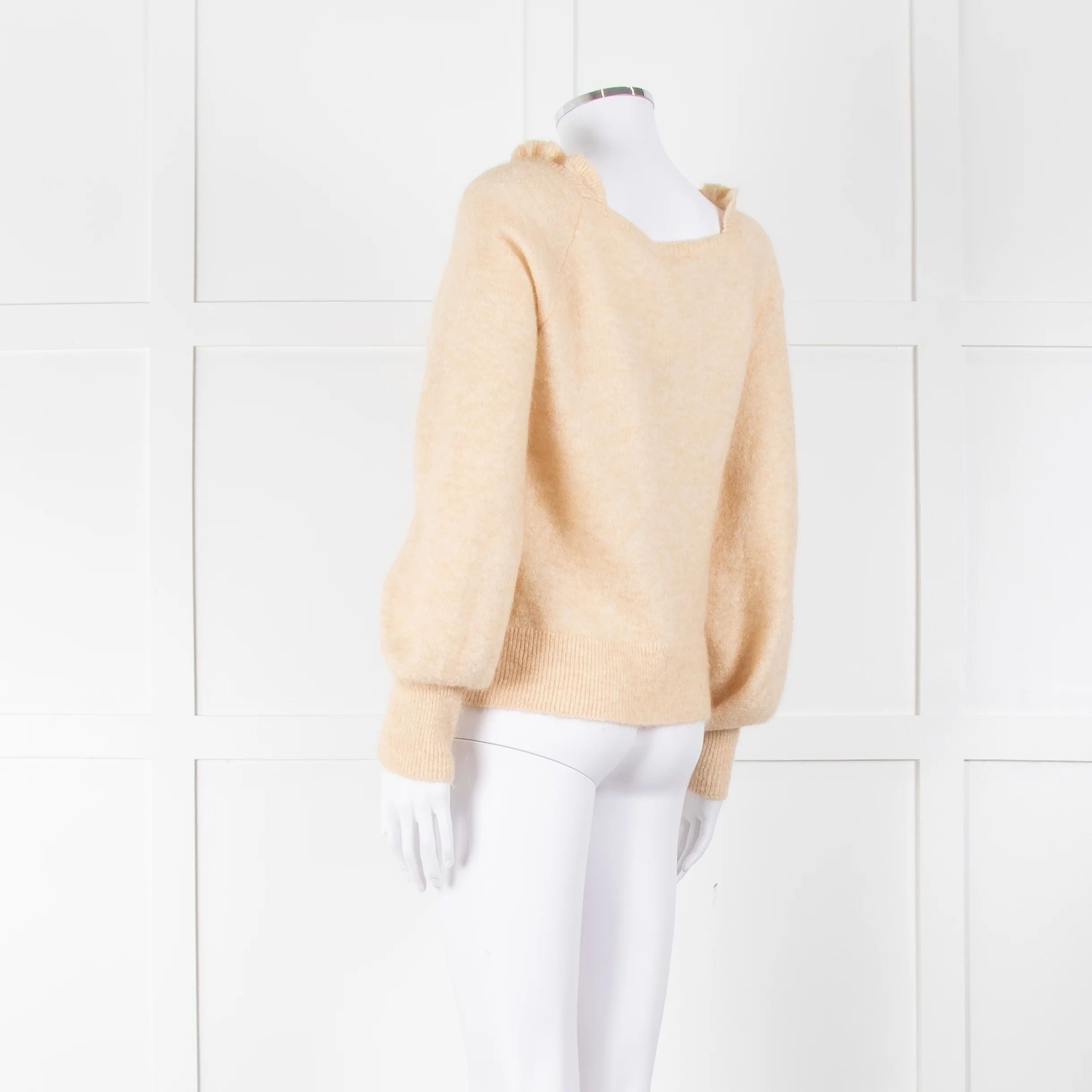 La Maille Sezane Beige Mohair Mix Jumper With Frill Collar - Image 6