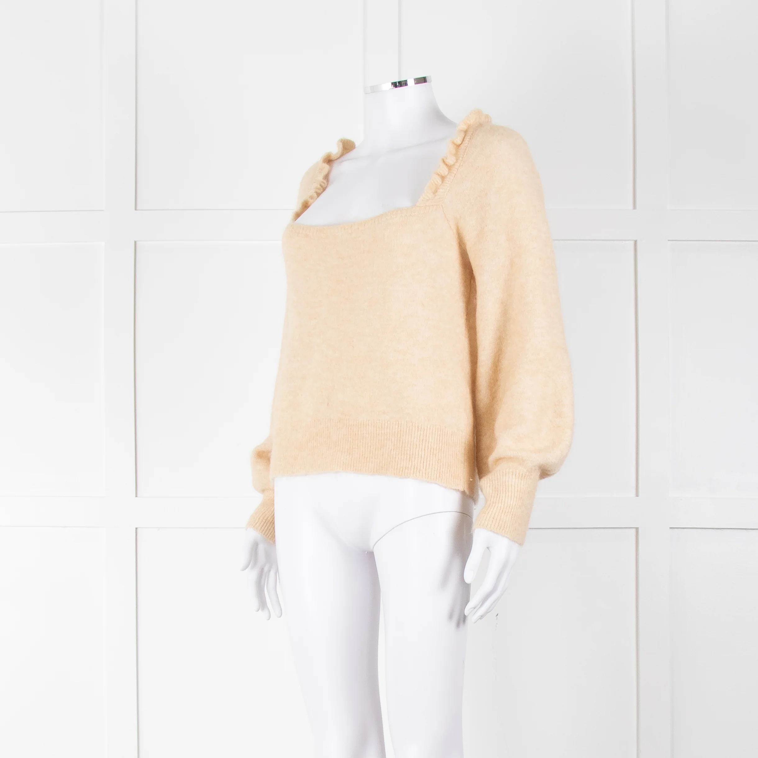 La Maille Sezane Beige Mohair Mix Jumper With Frill Collar - Image 8