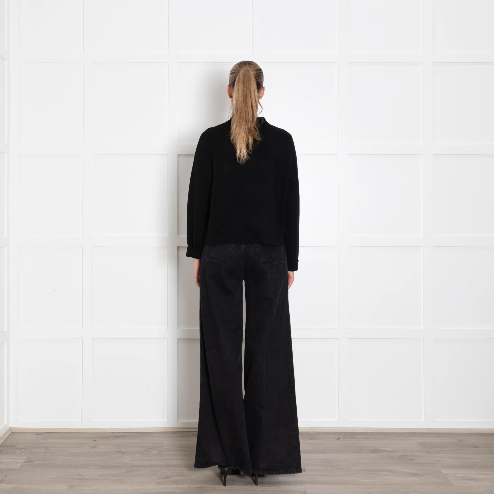 La Maille Sezane Black Knit Button Up Jacket - Image 5