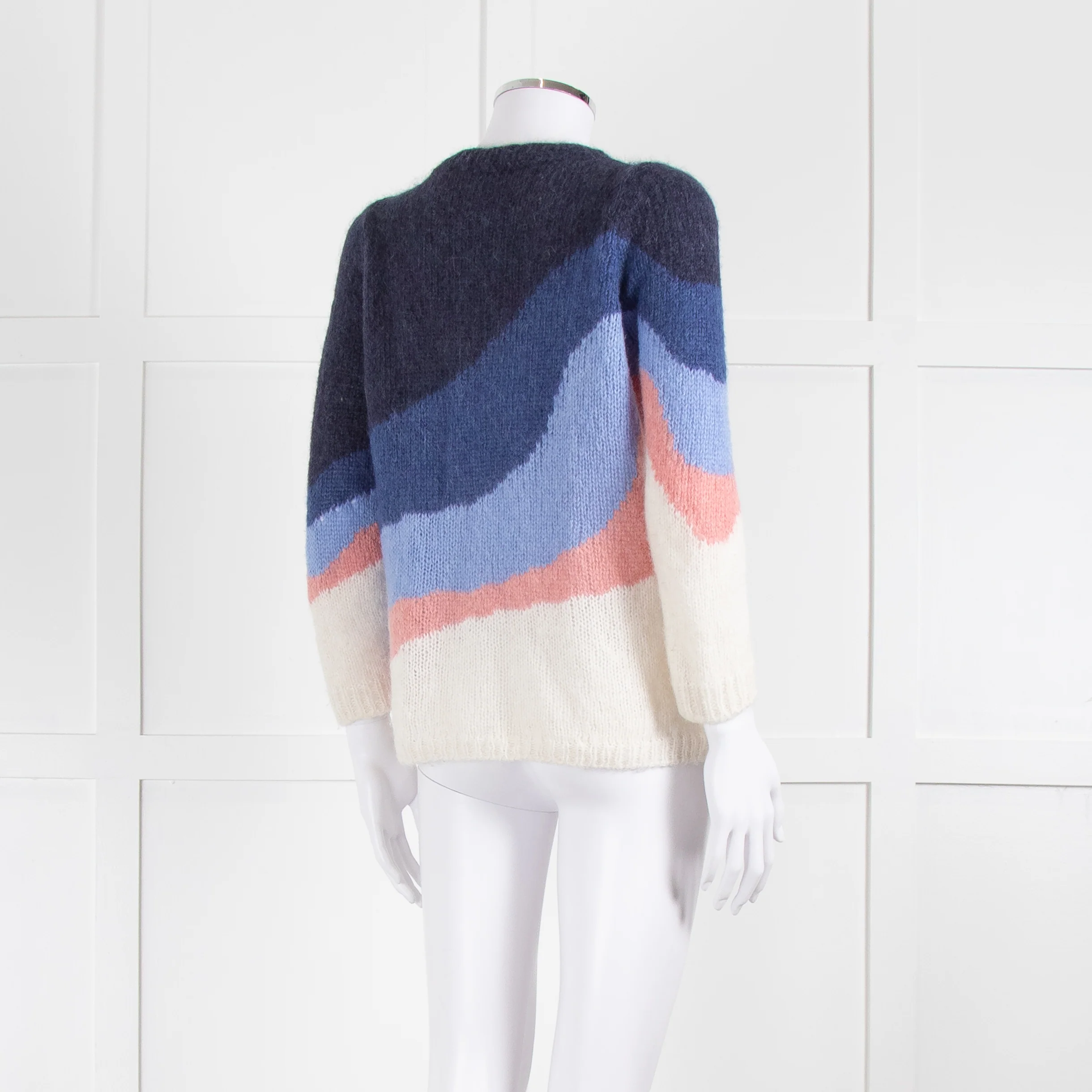 La Maille Sezane Blue Pink Cream Alpaca Mohair Blend Sweater - Image 4