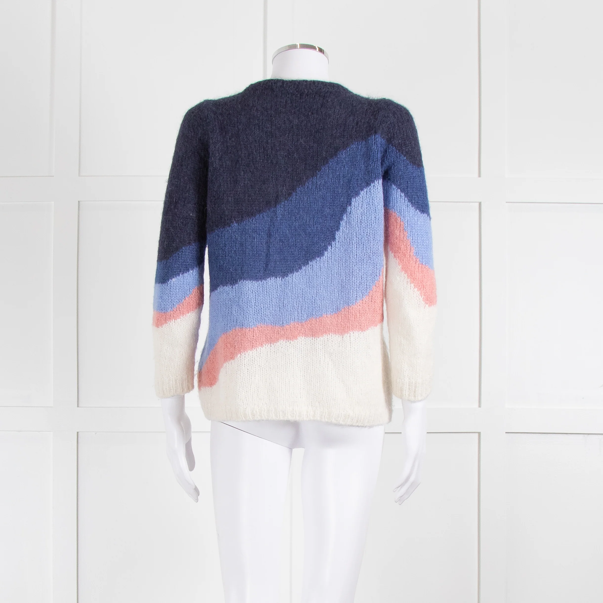 La Maille Sezane Blue Pink Cream Alpaca Mohair Blend Sweater - Image 5