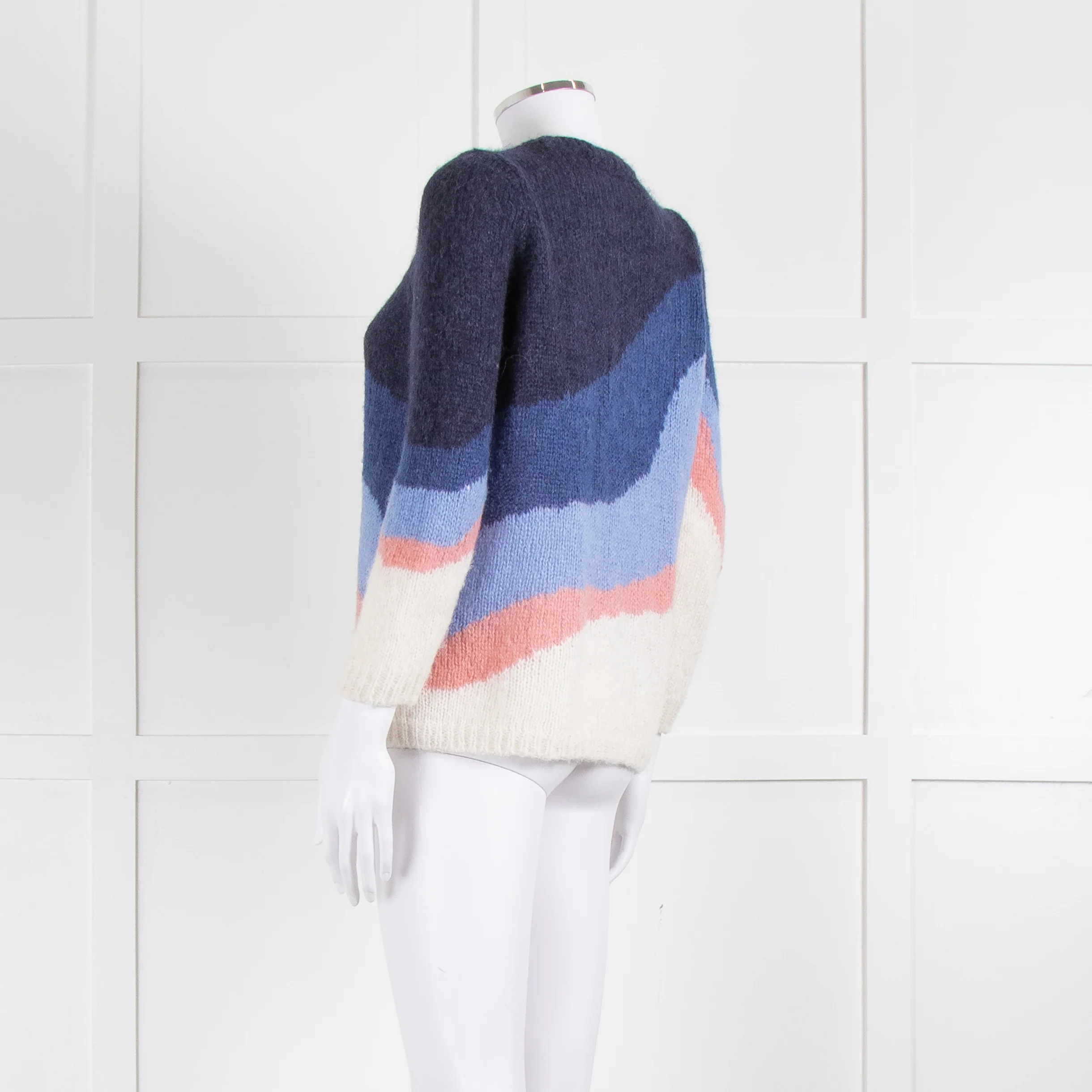 La Maille Sezane Blue Pink Cream Alpaca Mohair Blend Sweater - Image 6